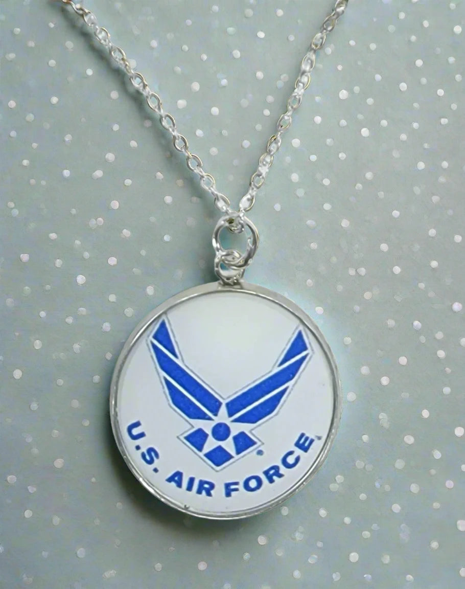 Army, Navy, Air Force, Marine Corps, Coast Guard, Space Force Pendant Necklace in Gold or Silver | Made in the USA | Officially Licensed