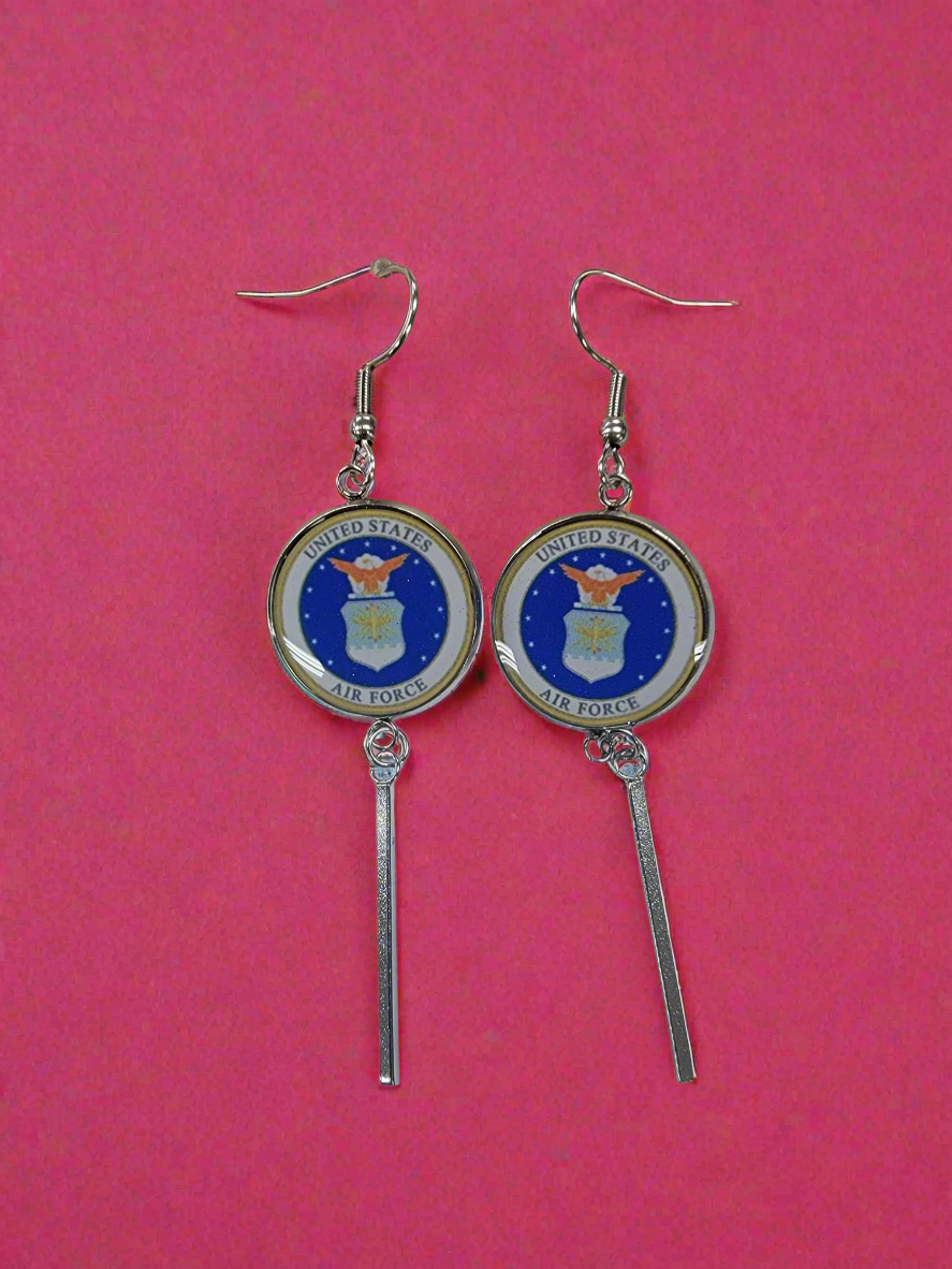 Military Charm Earrings | Army, Air Force, Coast Guard, Marine Corps, Space Force | Made in the USA |Officially Licensed