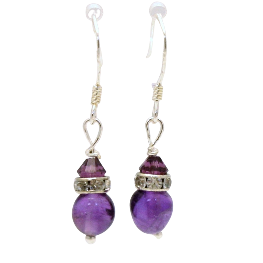 Sterling Silver Gemstone Dangle Earrings | Amazonite | Amethyst | Unakite | Kyanite
