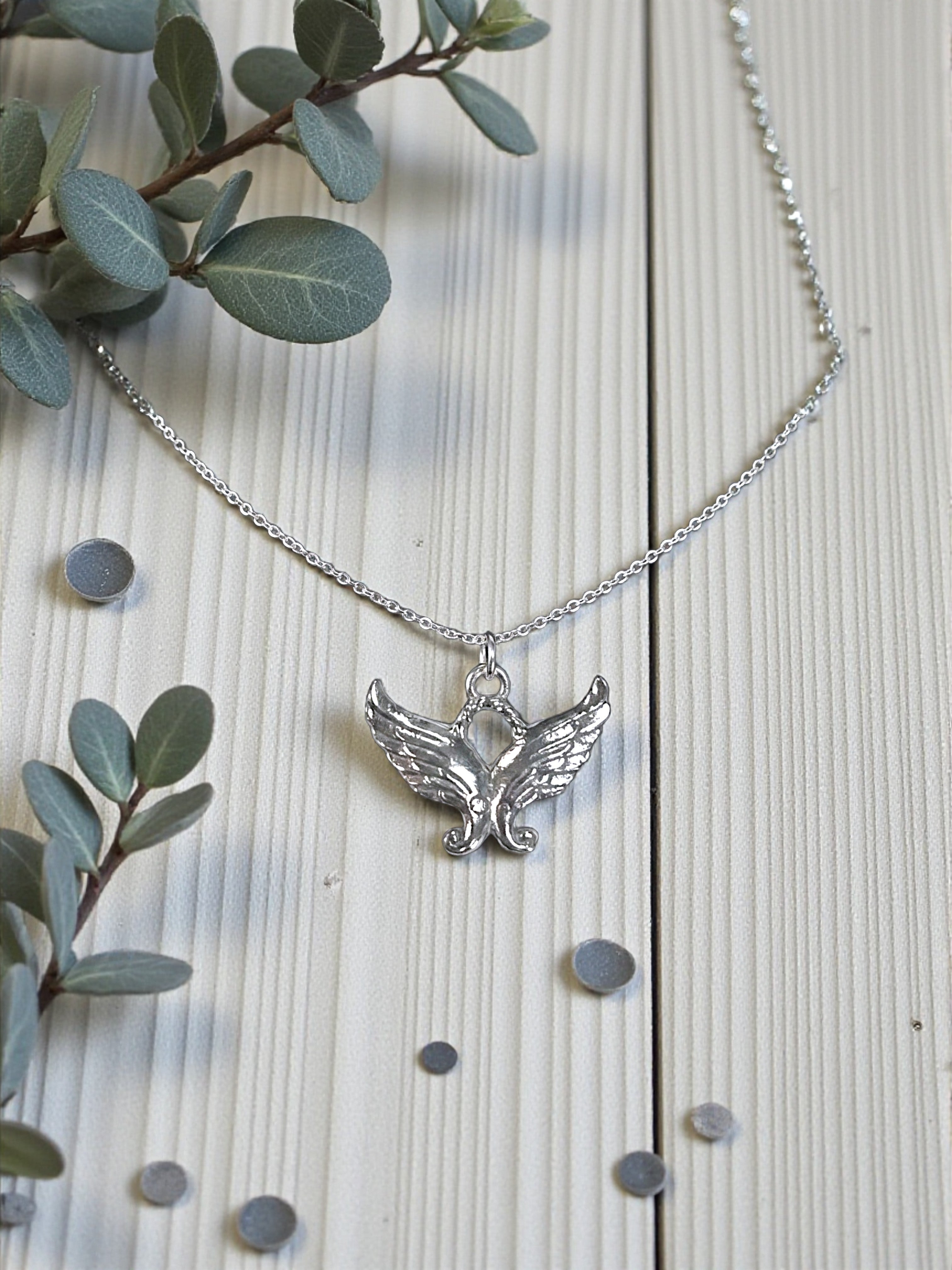 Silver Angel Wings Pewter Charm Pendant | Travel Charm