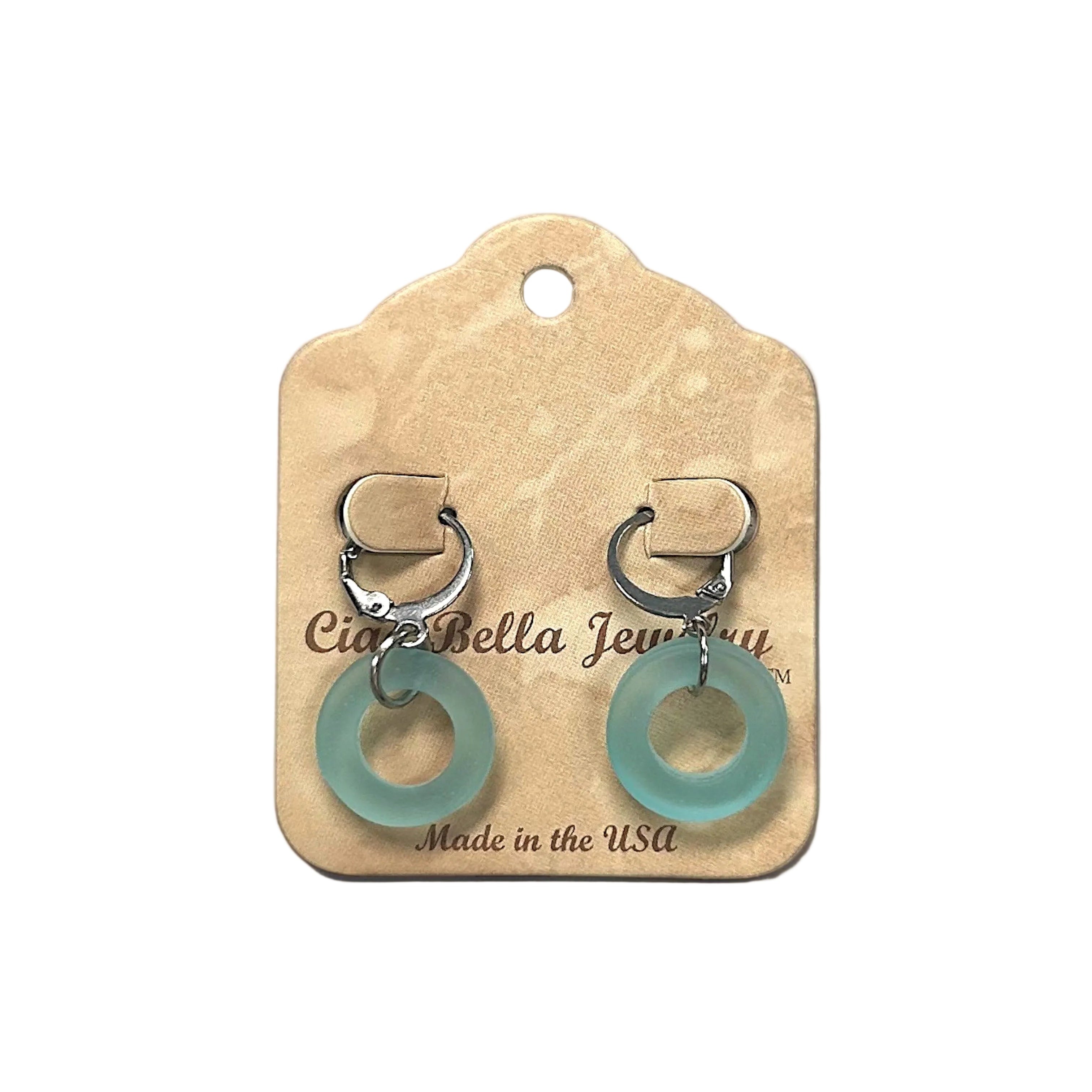 Ocean's Embrace: Mini Aquamarine Sea Glass Hoop Earrings | Coastal Elegance | Unique Handmade Jewelry