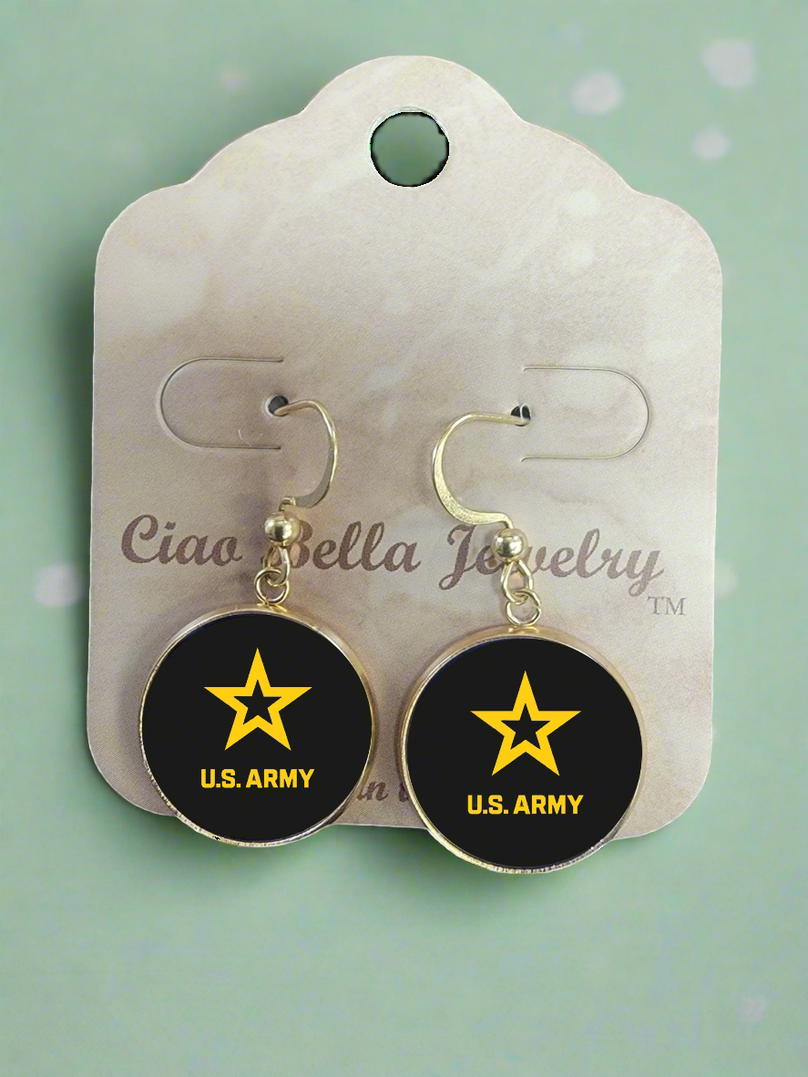 Army Seal, Army Star Silver or Gold Drop Earrings | Made in the USA| Officially Licensed