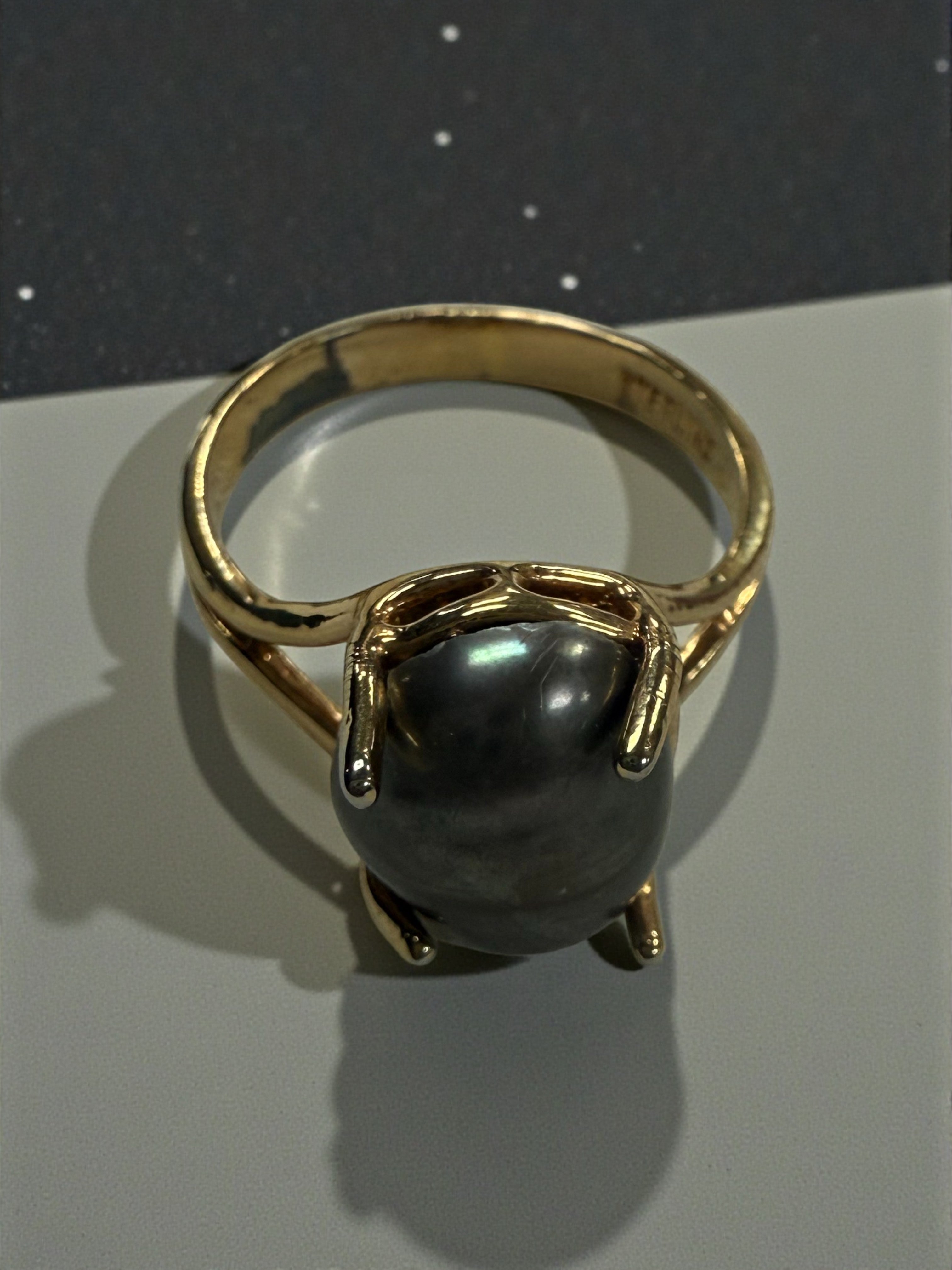 The Midnight Onyx Crown: One-of-a-Kind Gold Statement Ring