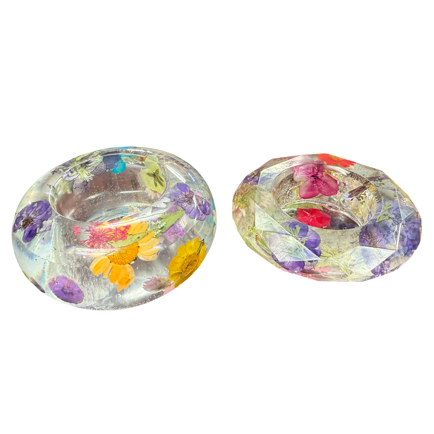 Hand-Cast Real Flower Resin Candle Holder Bowl | Bridal Bouquet Keepsake