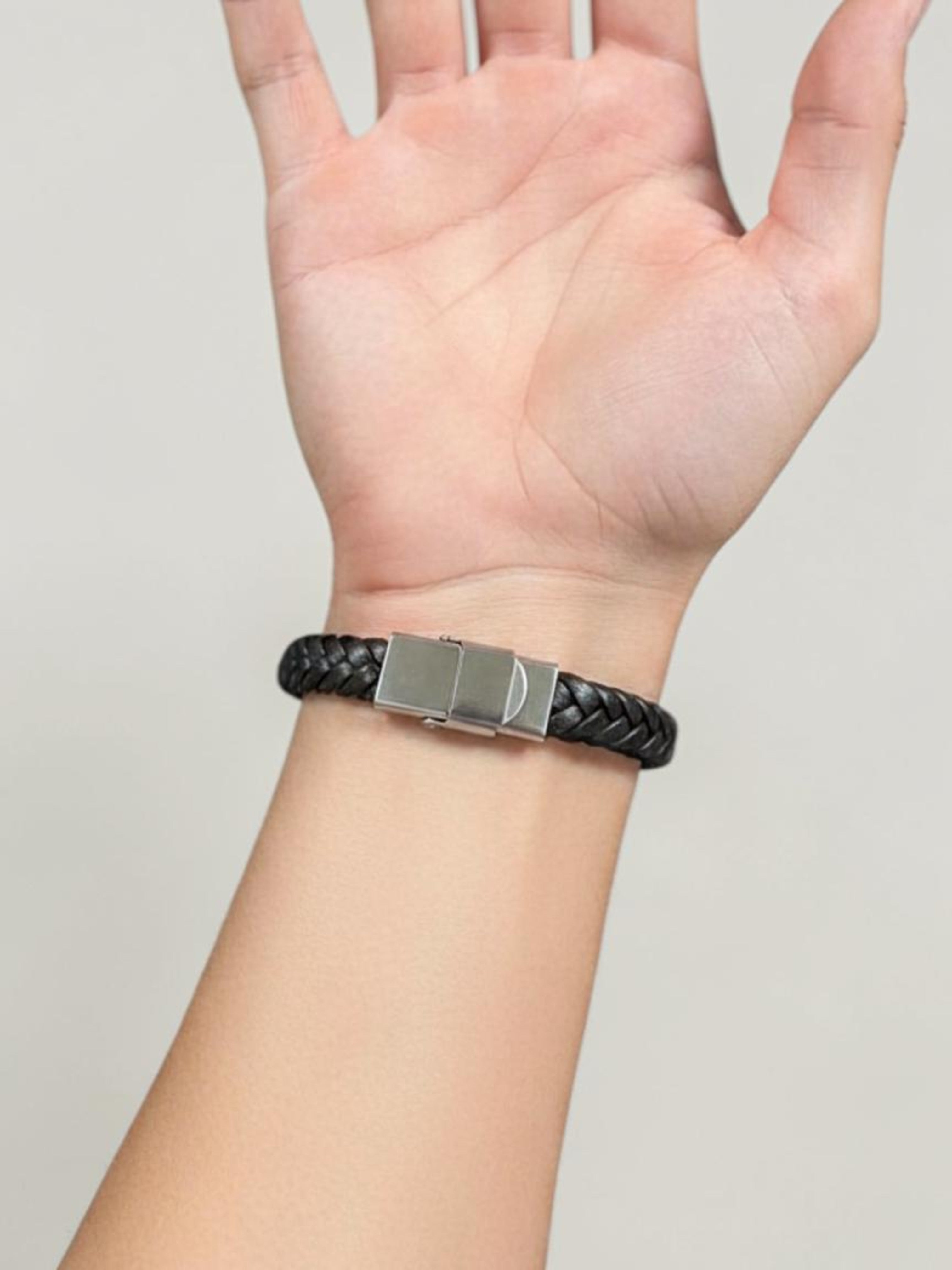 Men's Sleek Black Braided Clasp Bracelet - Style & Travel | Fashionable Accessories