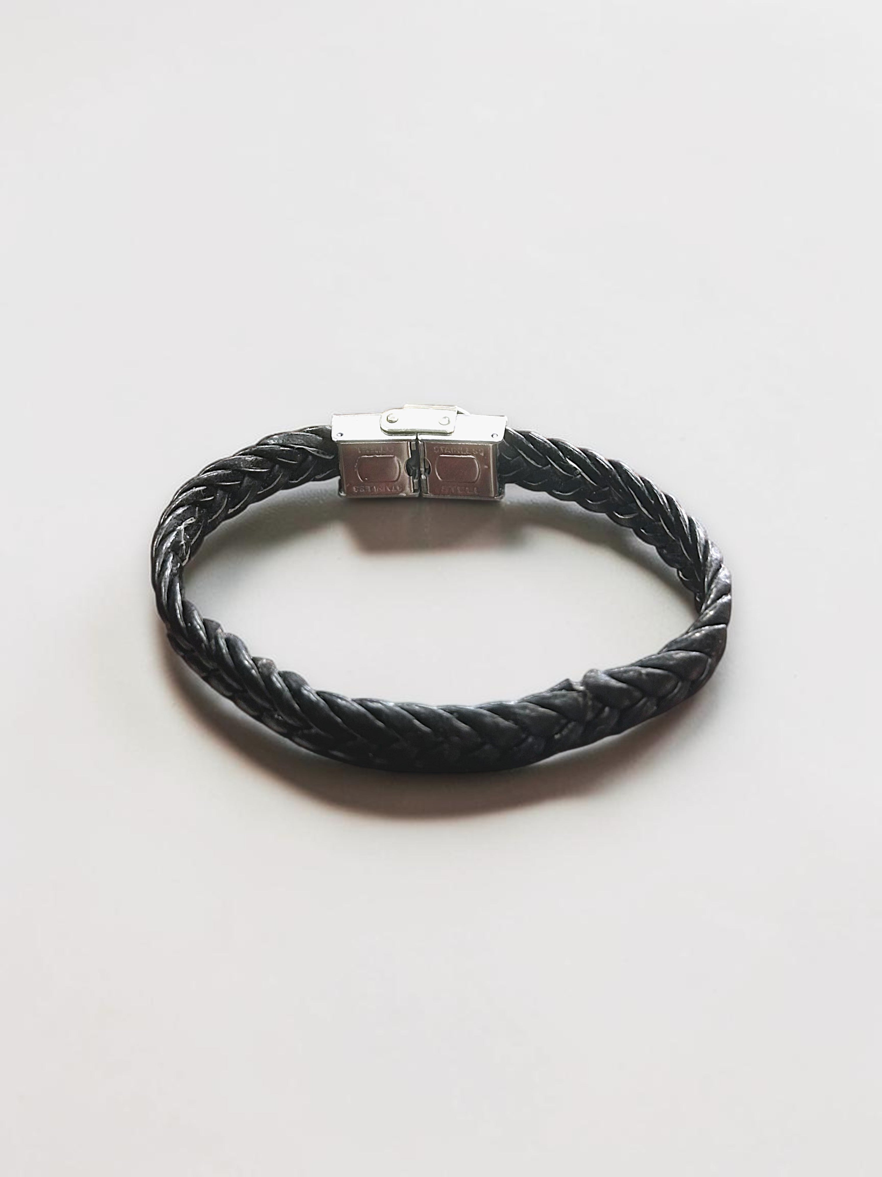 Men's Sleek Black Braided Clasp Bracelet - Style & Travel | Fashionable Accessories