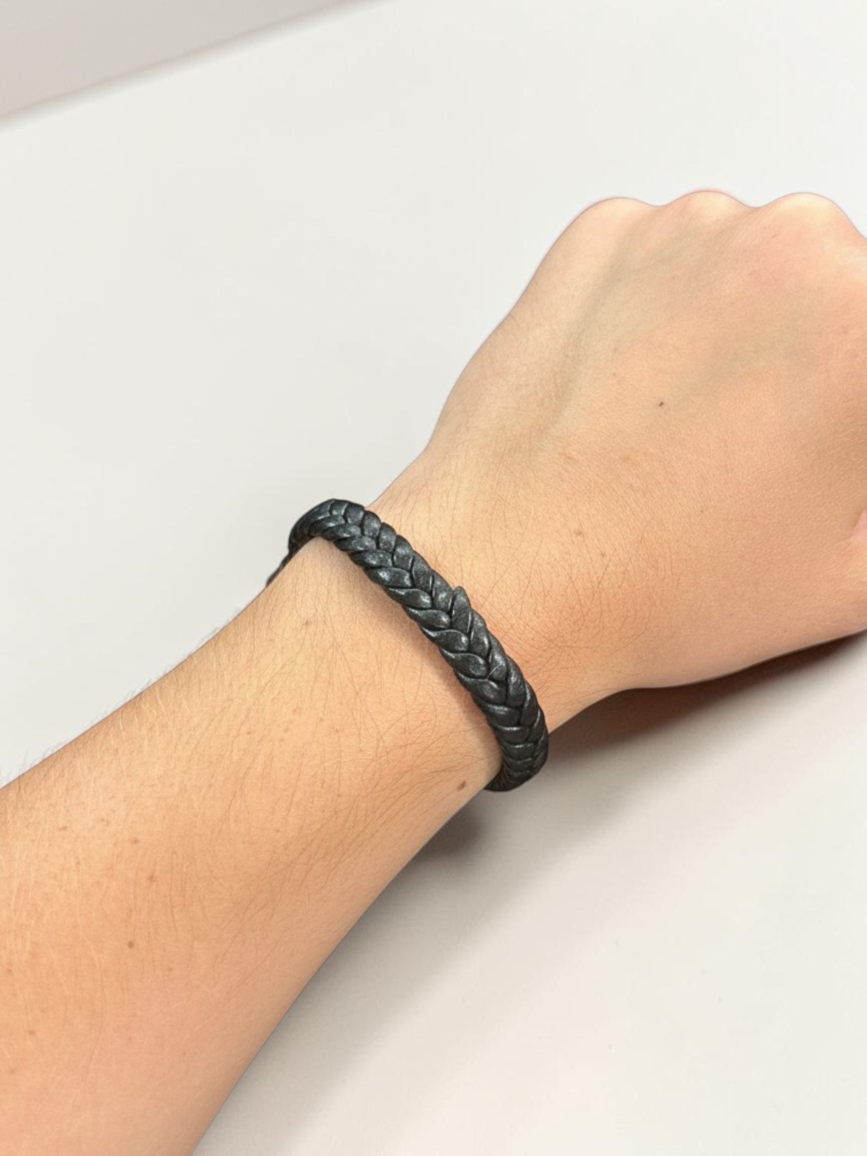 Men's Sleek Black Braided Clasp Bracelet - Style & Travel | Fashionable Accessories