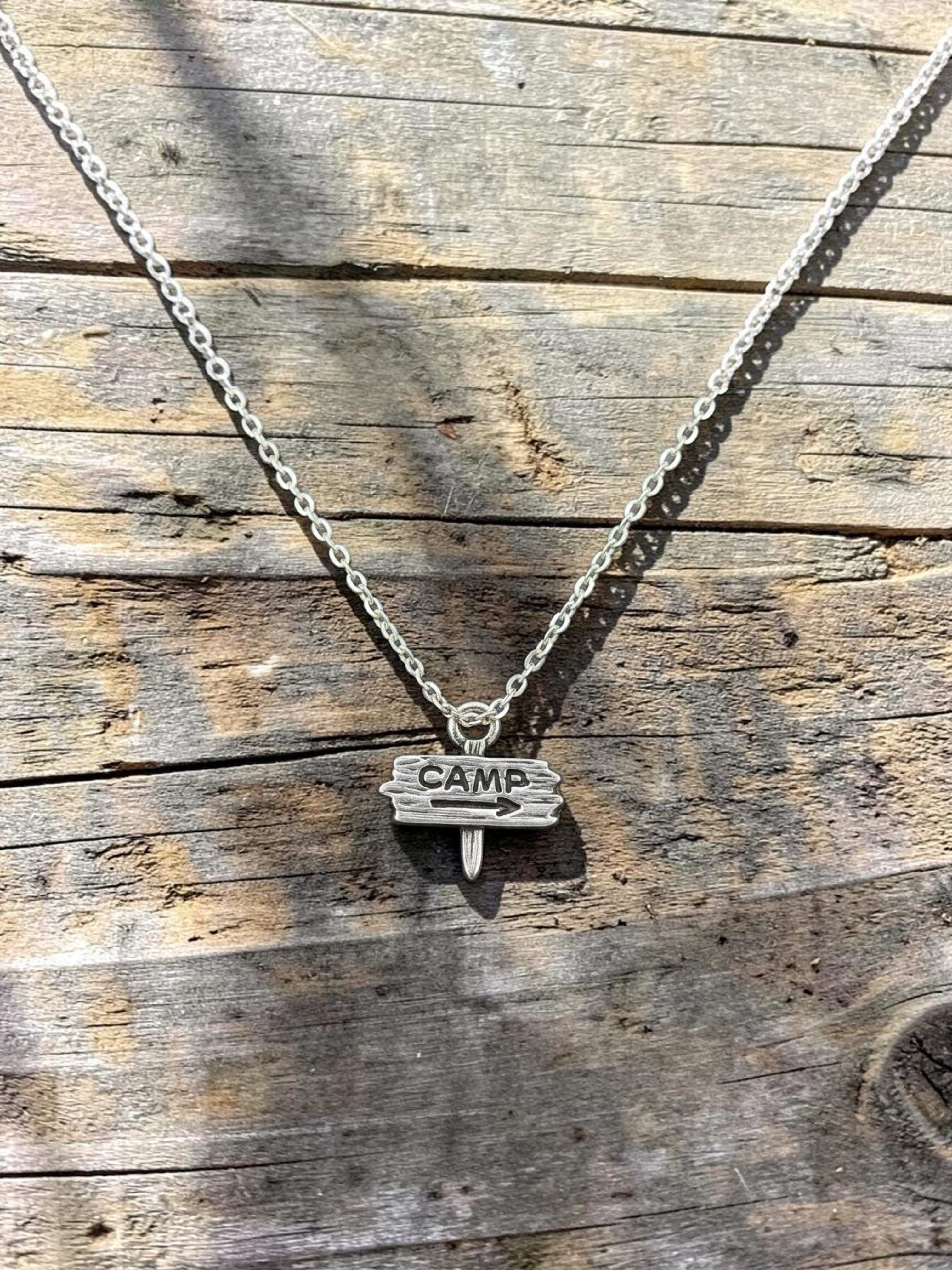 Silver Camp Pewter Charm Pendant | Travel Charm
