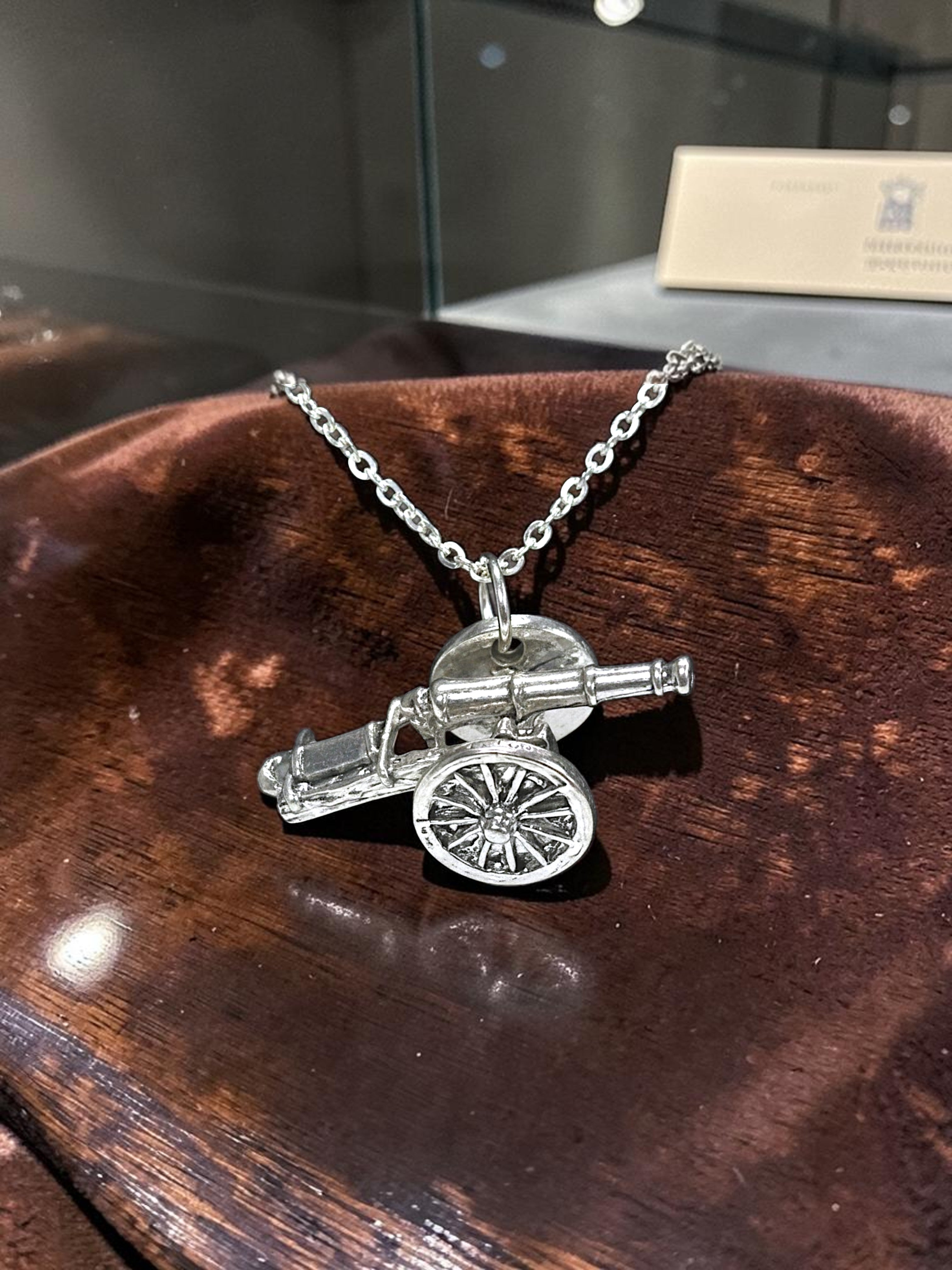Silver Canon Pewter Charm Pendant | Travel Charm