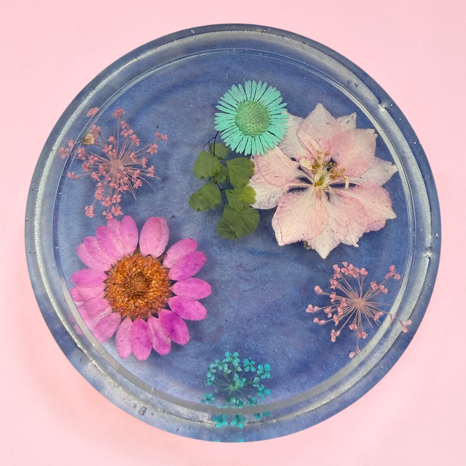 Handmade Real Flower Colorful Coasters - Set of 2 or 4