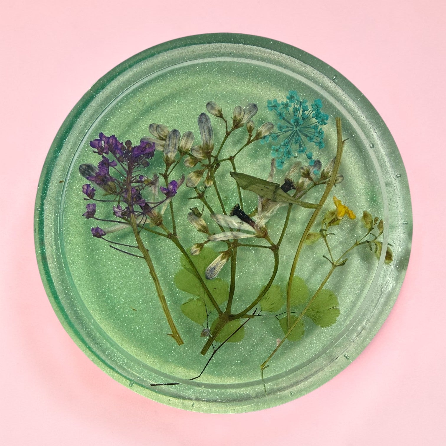 Handmade Real Flower Colorful Coasters - Set of 2 or 4