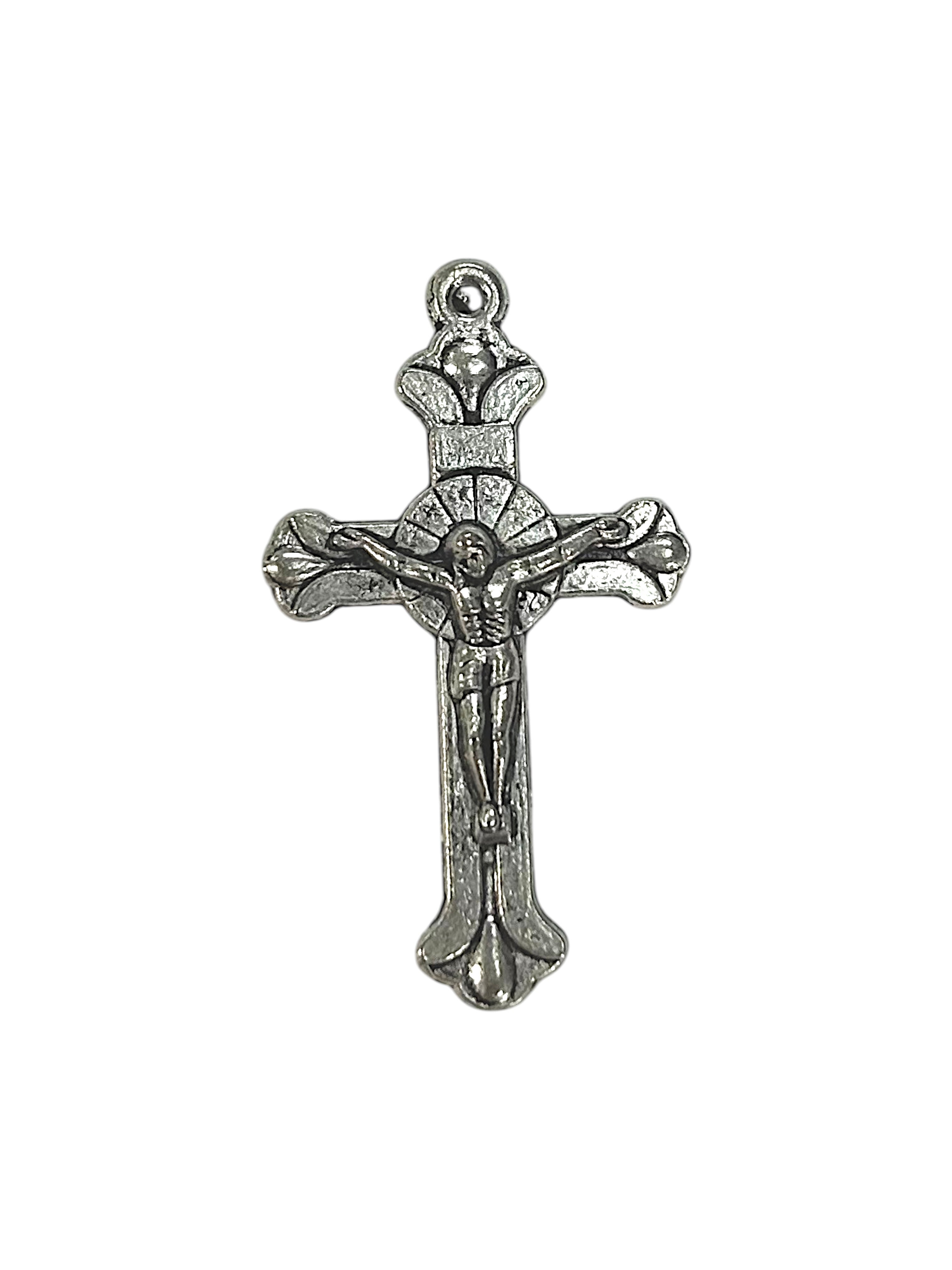Silver Crucifix Pewter Charm Pendant (Rounded) | Travel Charm