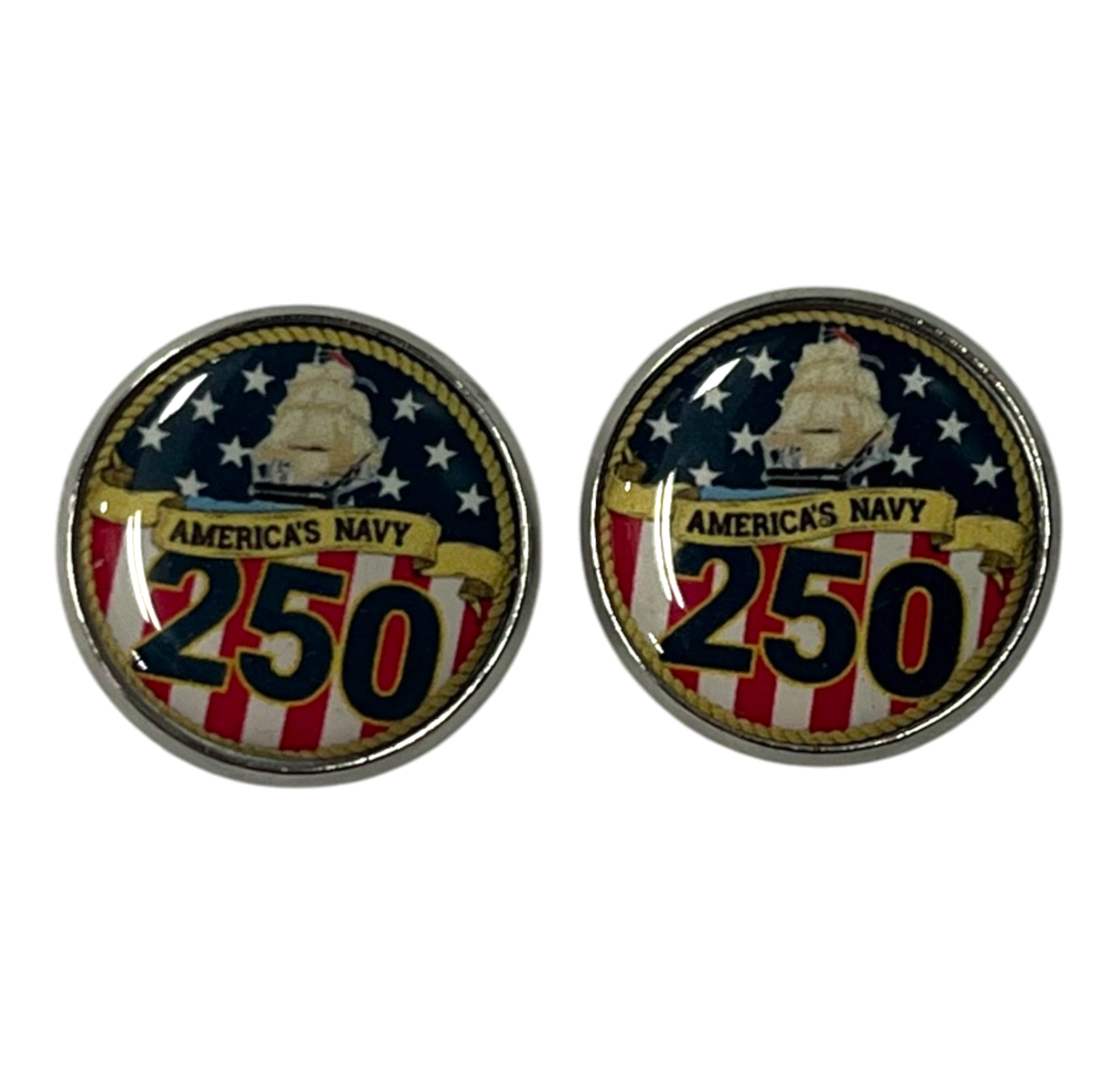 Limited Edition  250th Anniversary Military Cufflinks - Army, Navy, Marine Corps - Made in USA