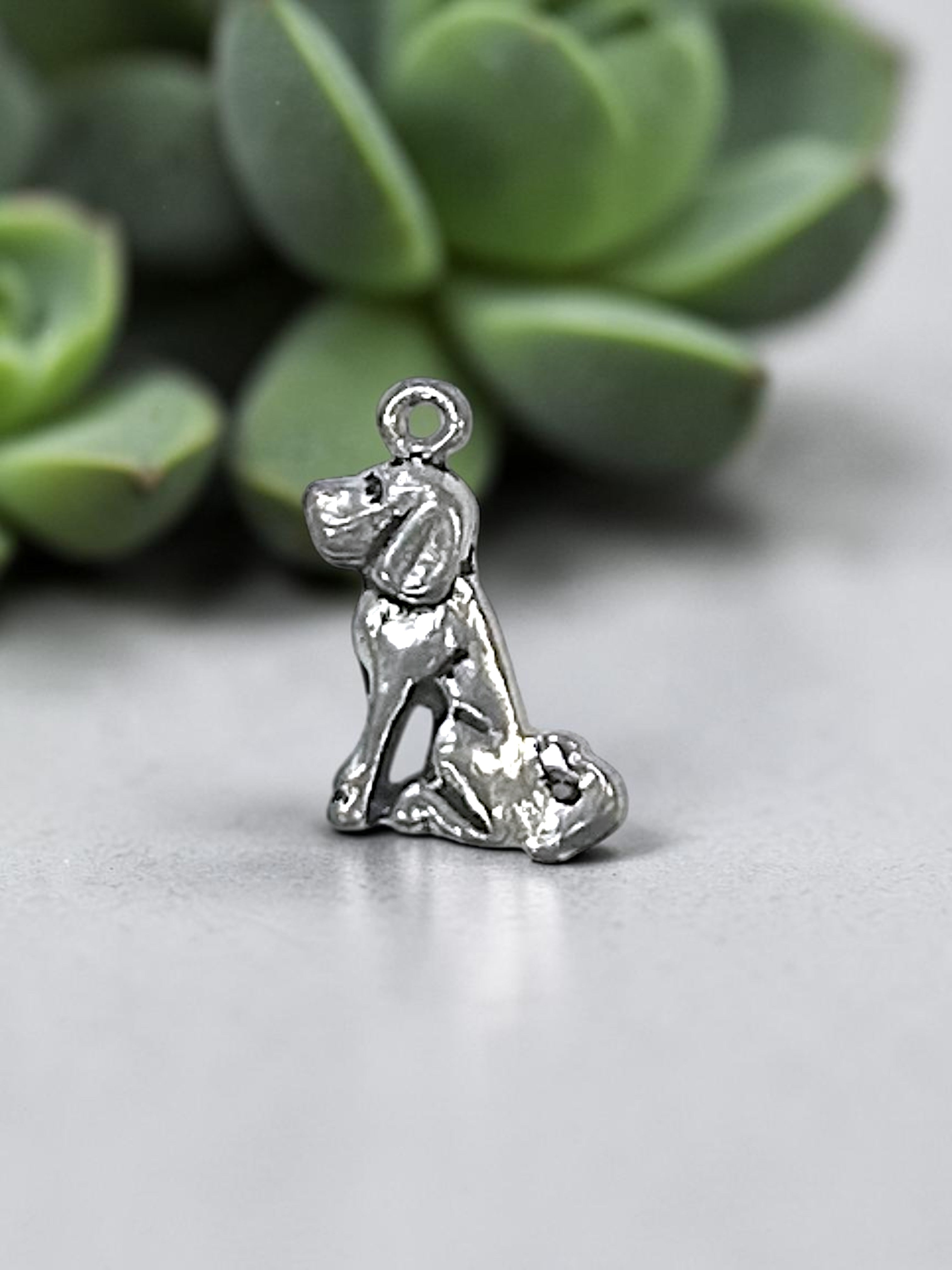 Silver Dog Pewter Charm Pendant | Animal | Travel Charm