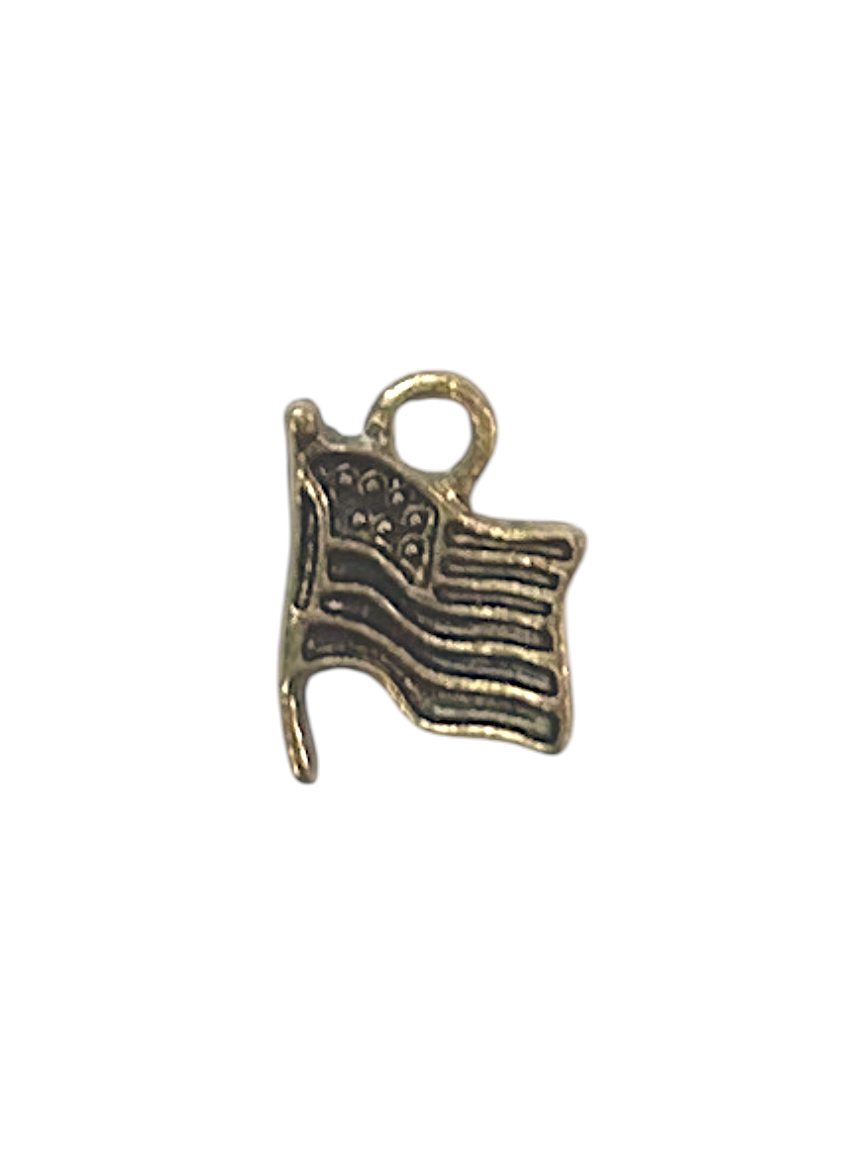 Gold American Flag Pewter Charm Pendant | Travel Charm
