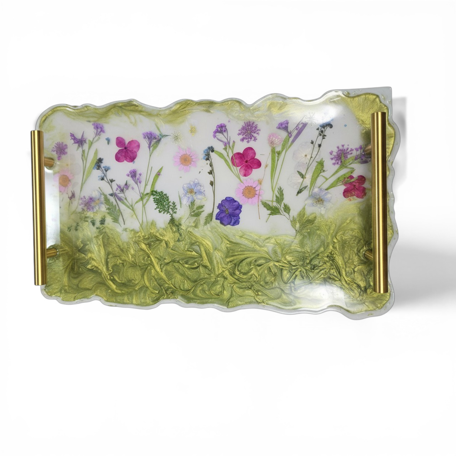 Botanical Tray with Pressed Flowers & Handles | Home and Dorm Decor