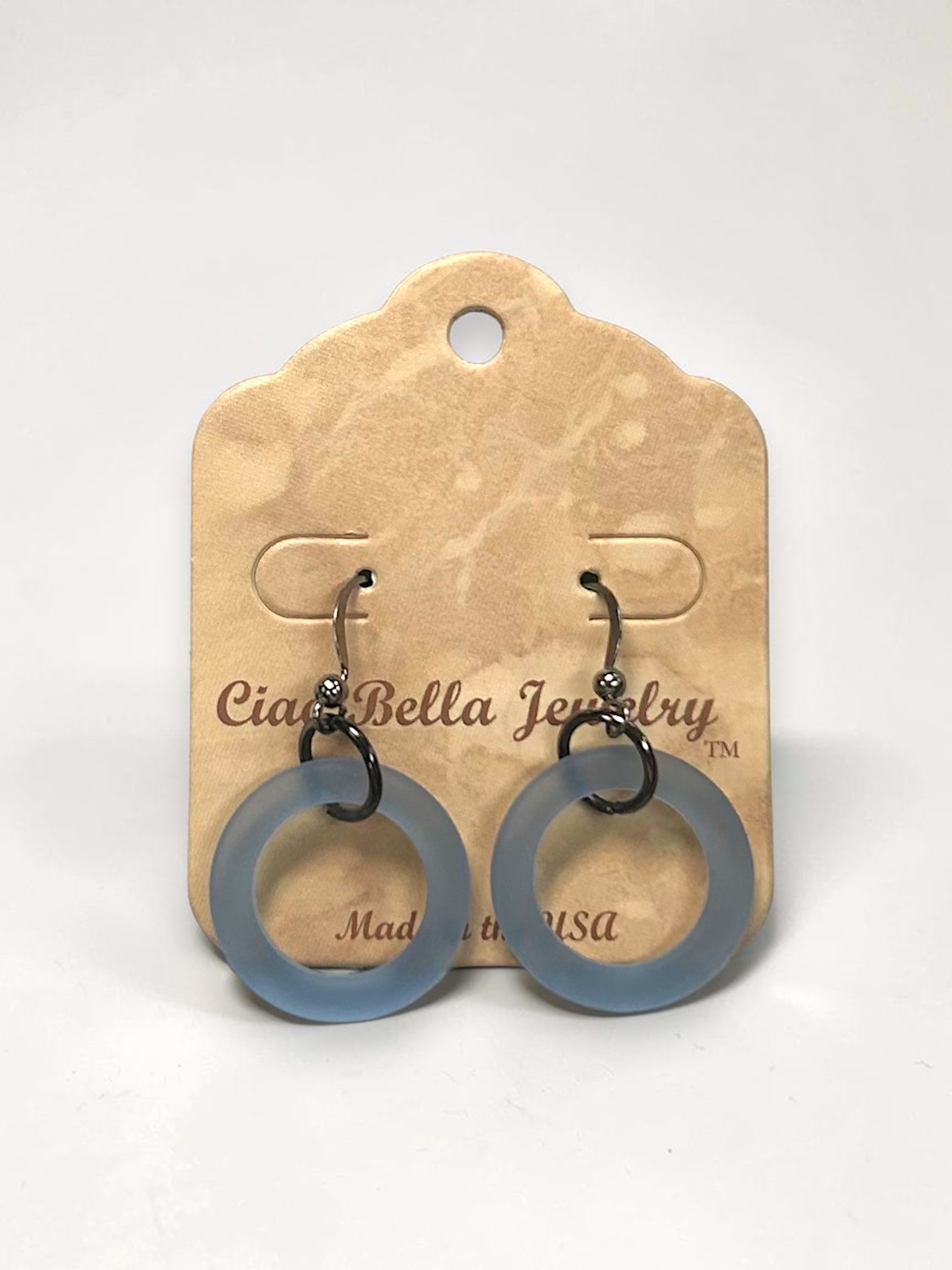 Enchanting Frosted Sky Blue Sea Glass Hoop Earrings | Coastal Elegance | Unique Handmade Jewelry