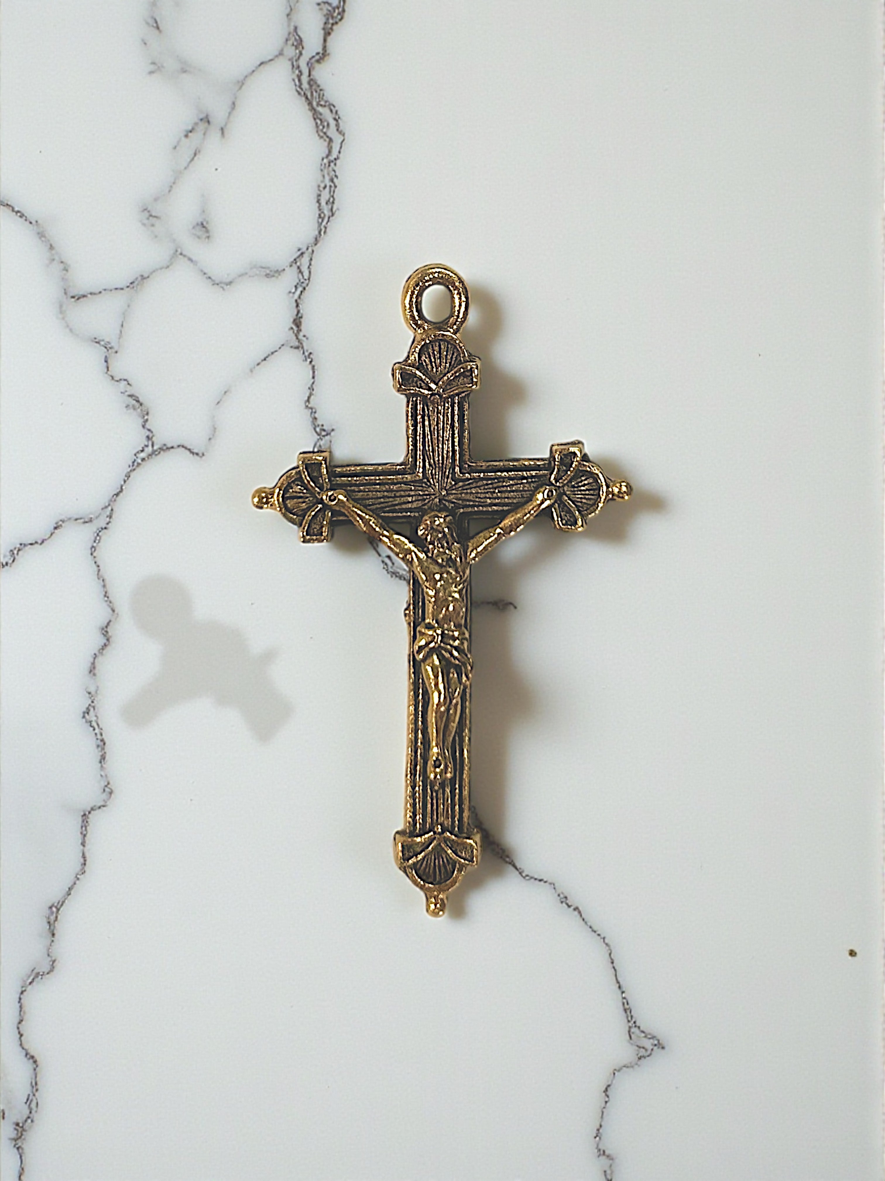 Gold Crucifix Pewter Charm Pendant | Travel Charm