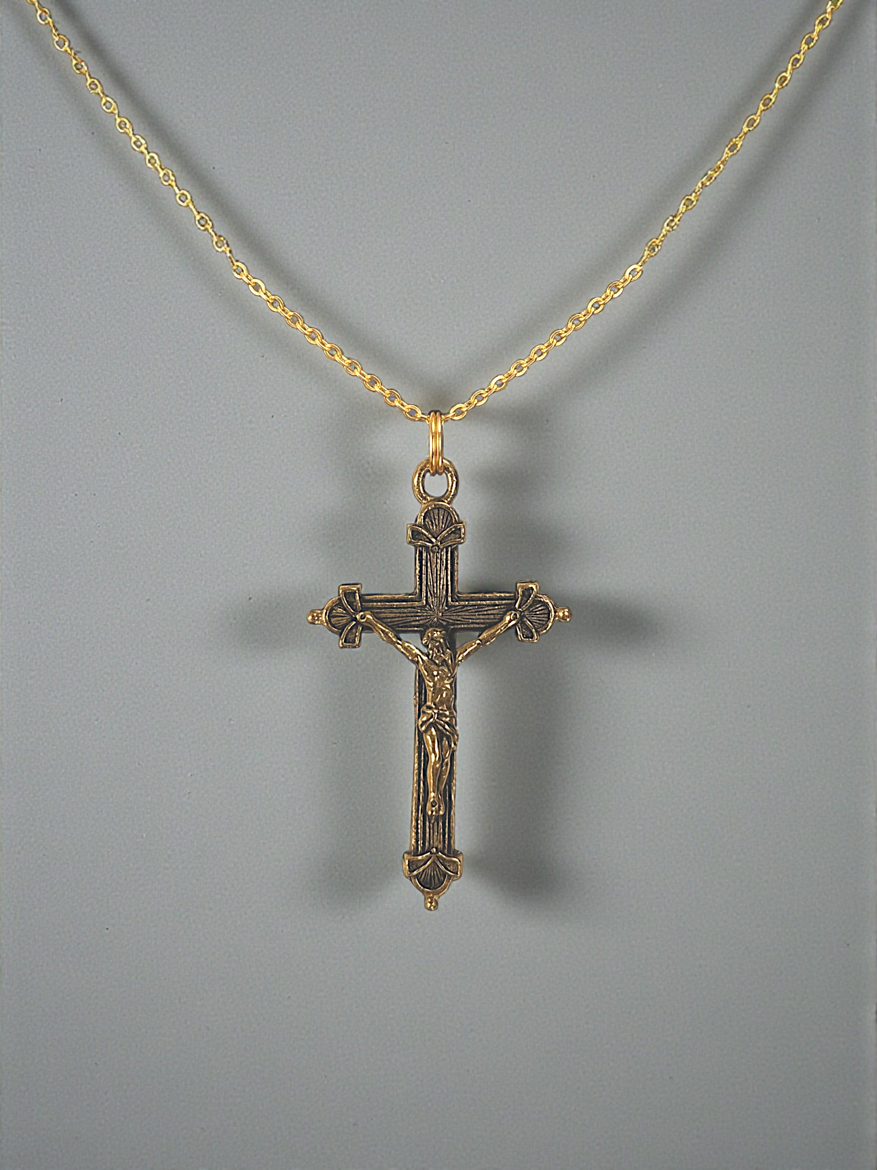 Gold Crucifix Pewter Charm Pendant | Travel Charm