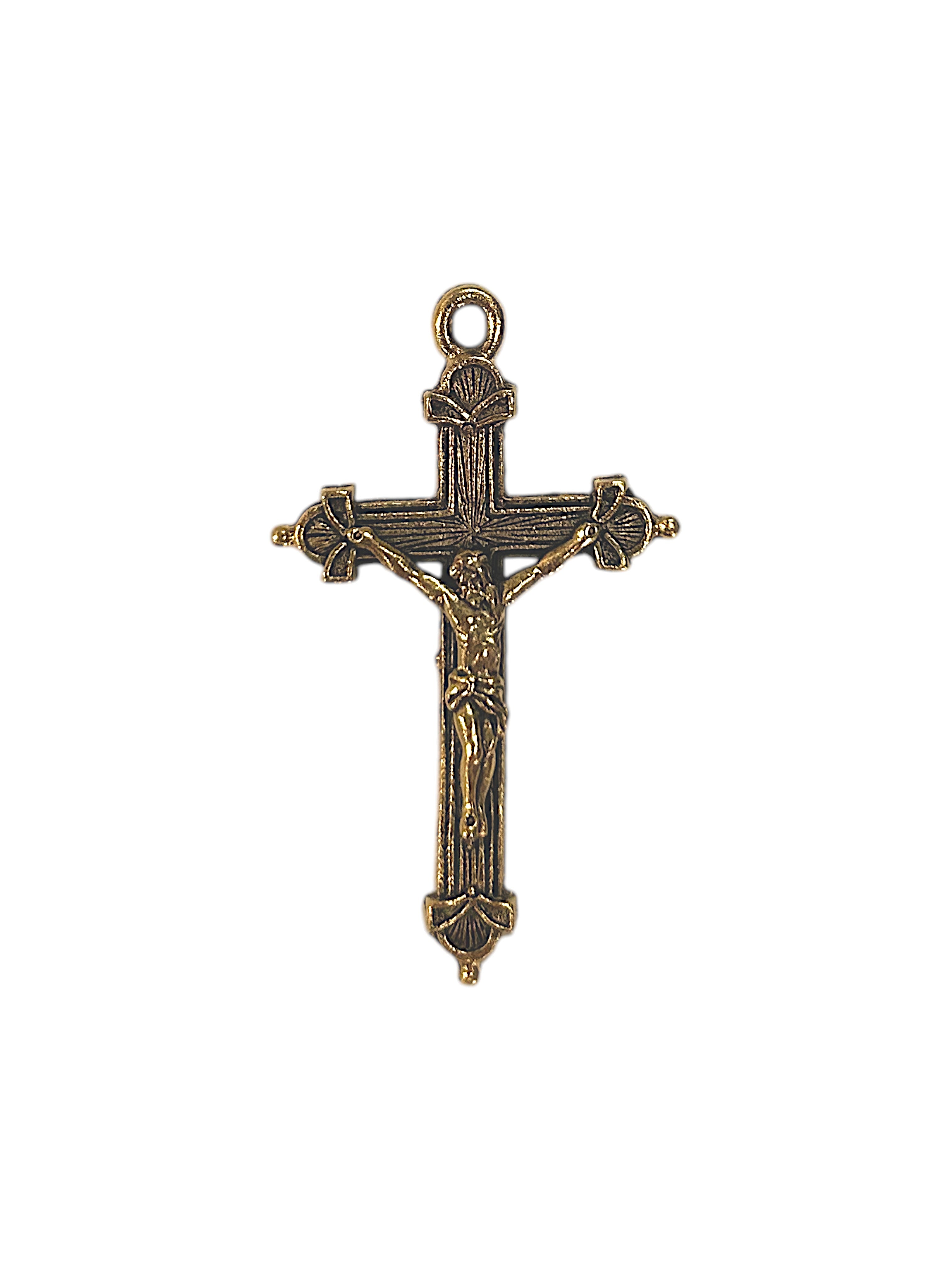 Gold Crucifix Pewter Charm Pendant | Travel Charm