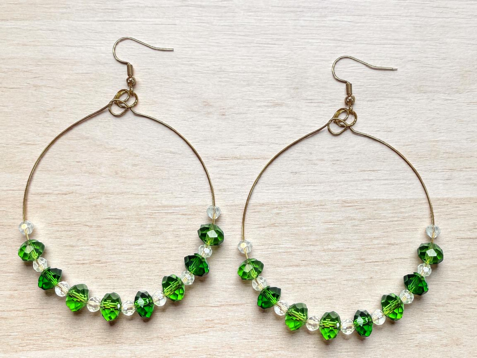 Half Crystal Large Hoop Earrings