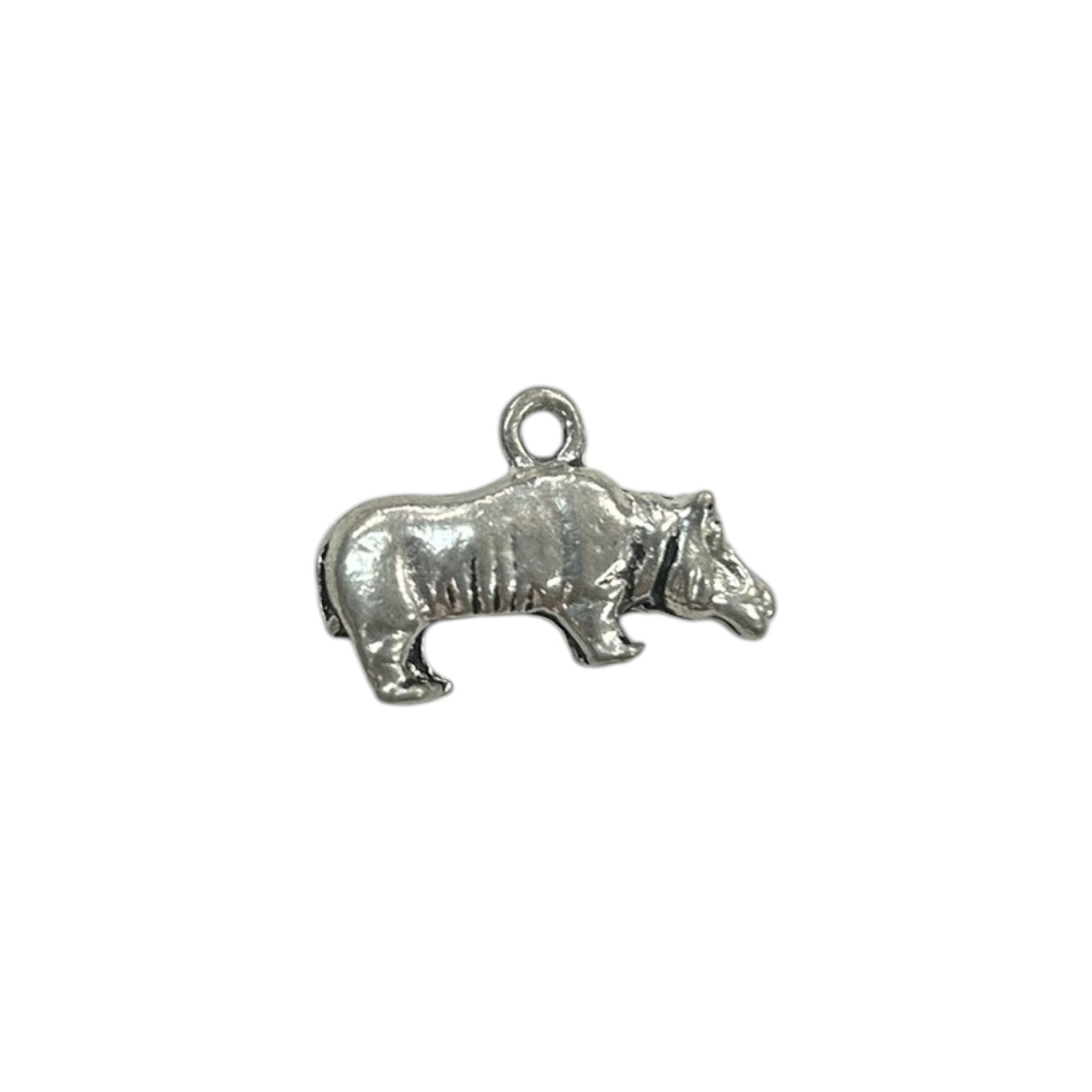 Silver Hippo Pewter Charm Pendant | Travel Charm