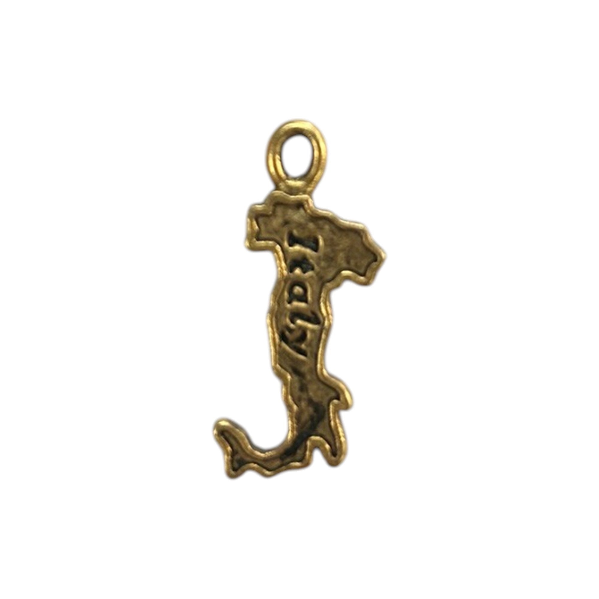 Gold Italy "Boot" Silohoette Pewter Charm Pendant | Travel Charm