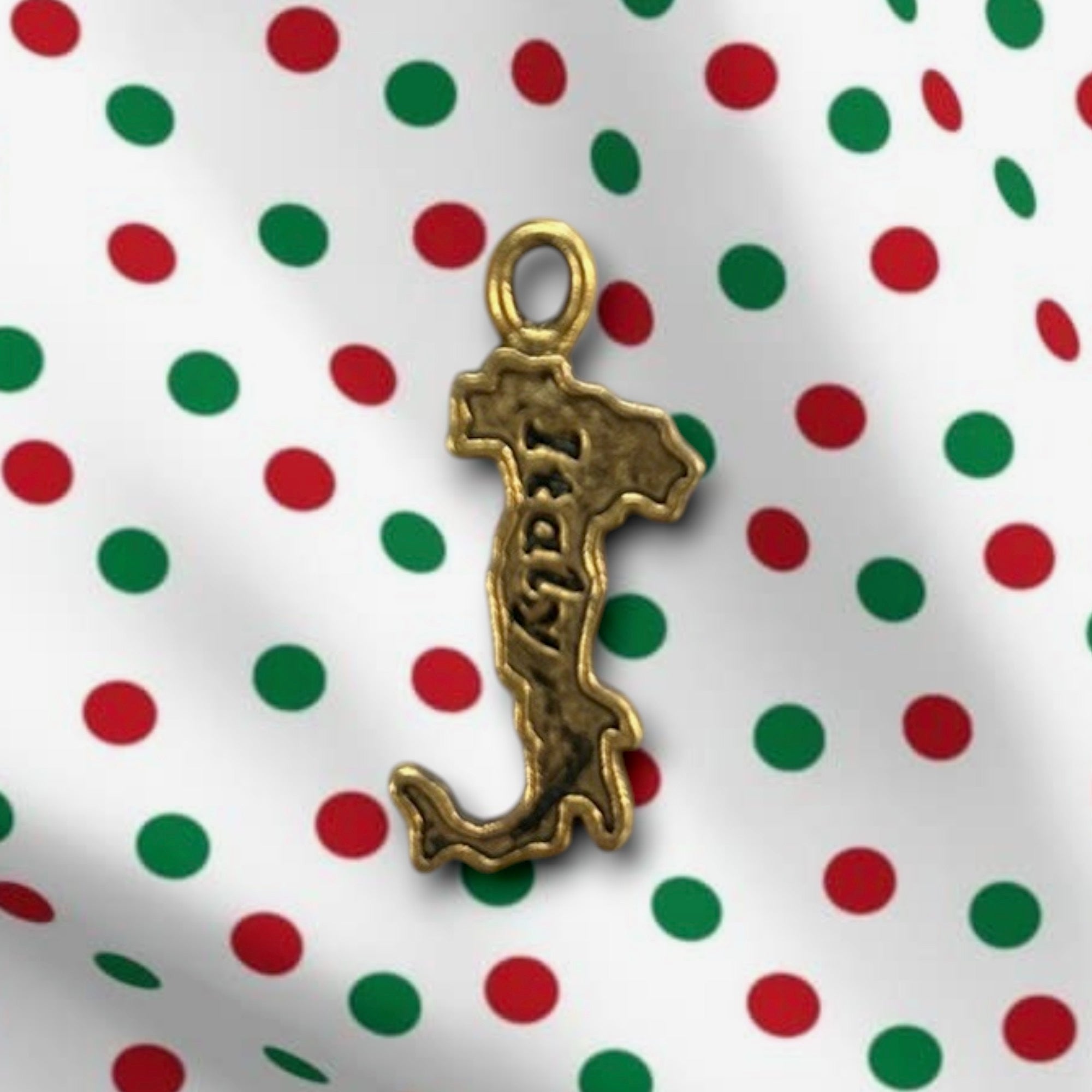 Gold Italy "Boot" Silohoette Pewter Charm Pendant | Travel Charm