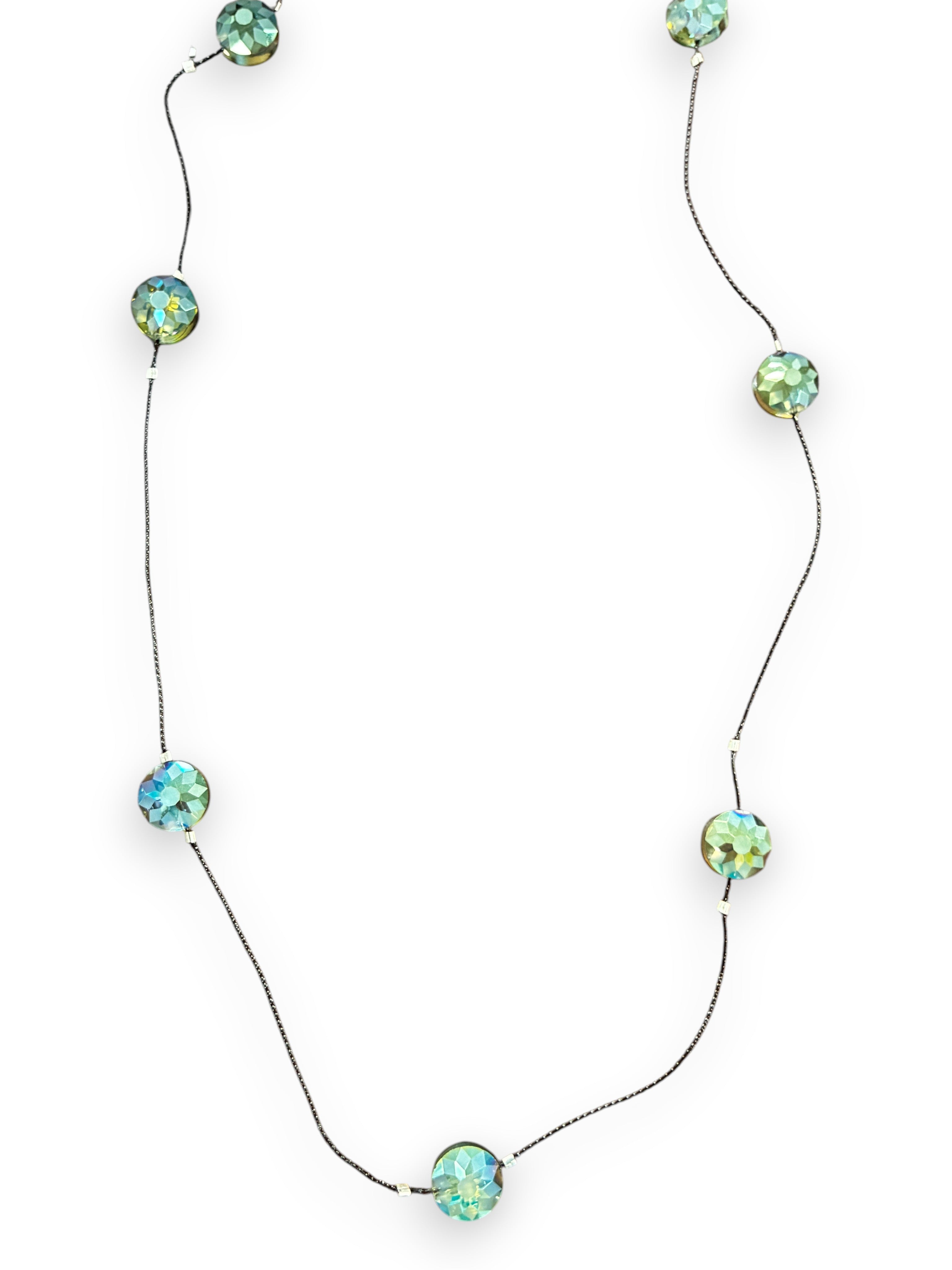 Elegant Crystal Beaded String Necklace in Vibrant Colors