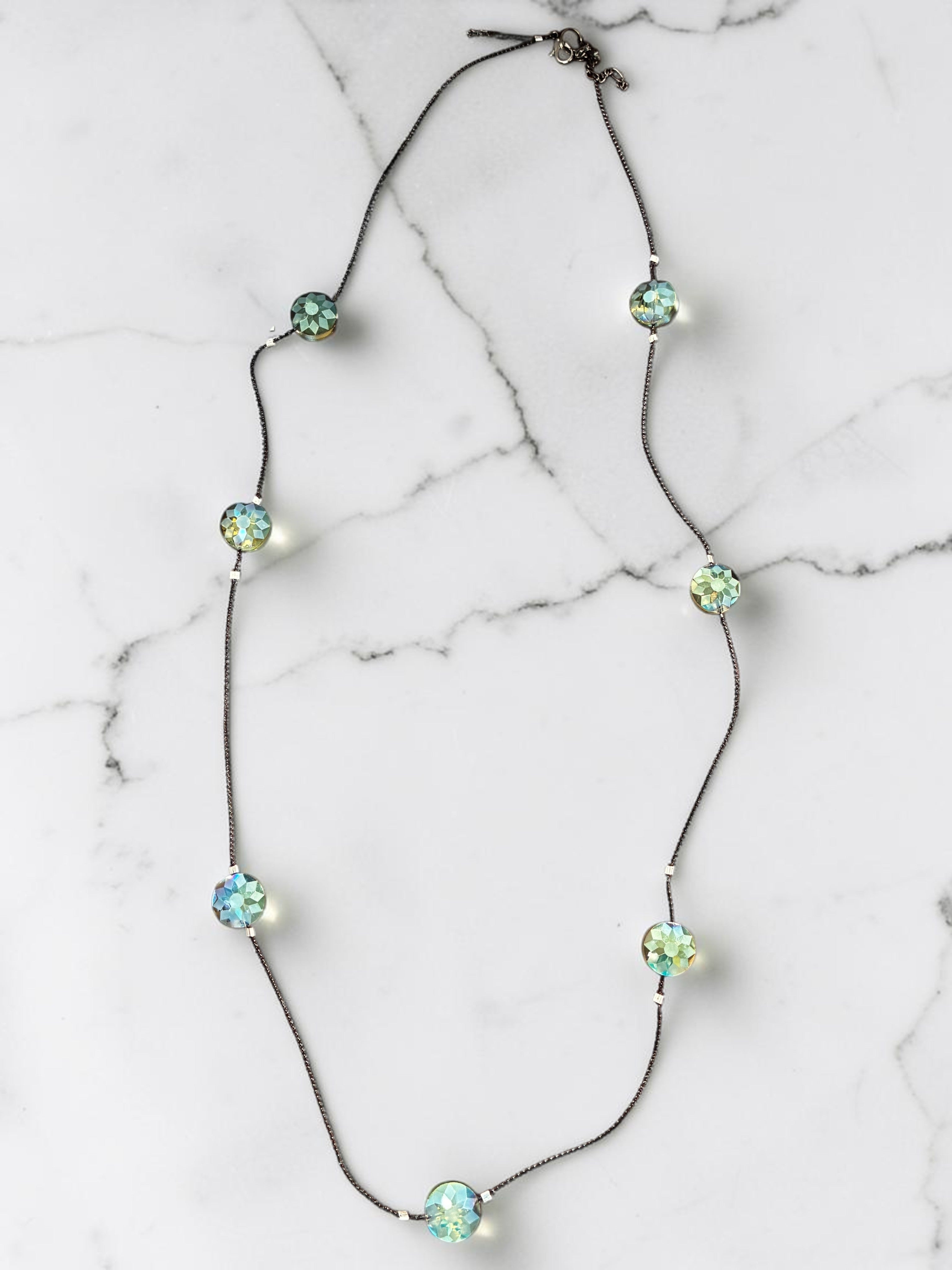 Elegant Crystal Beaded String Necklace in Vibrant Colors