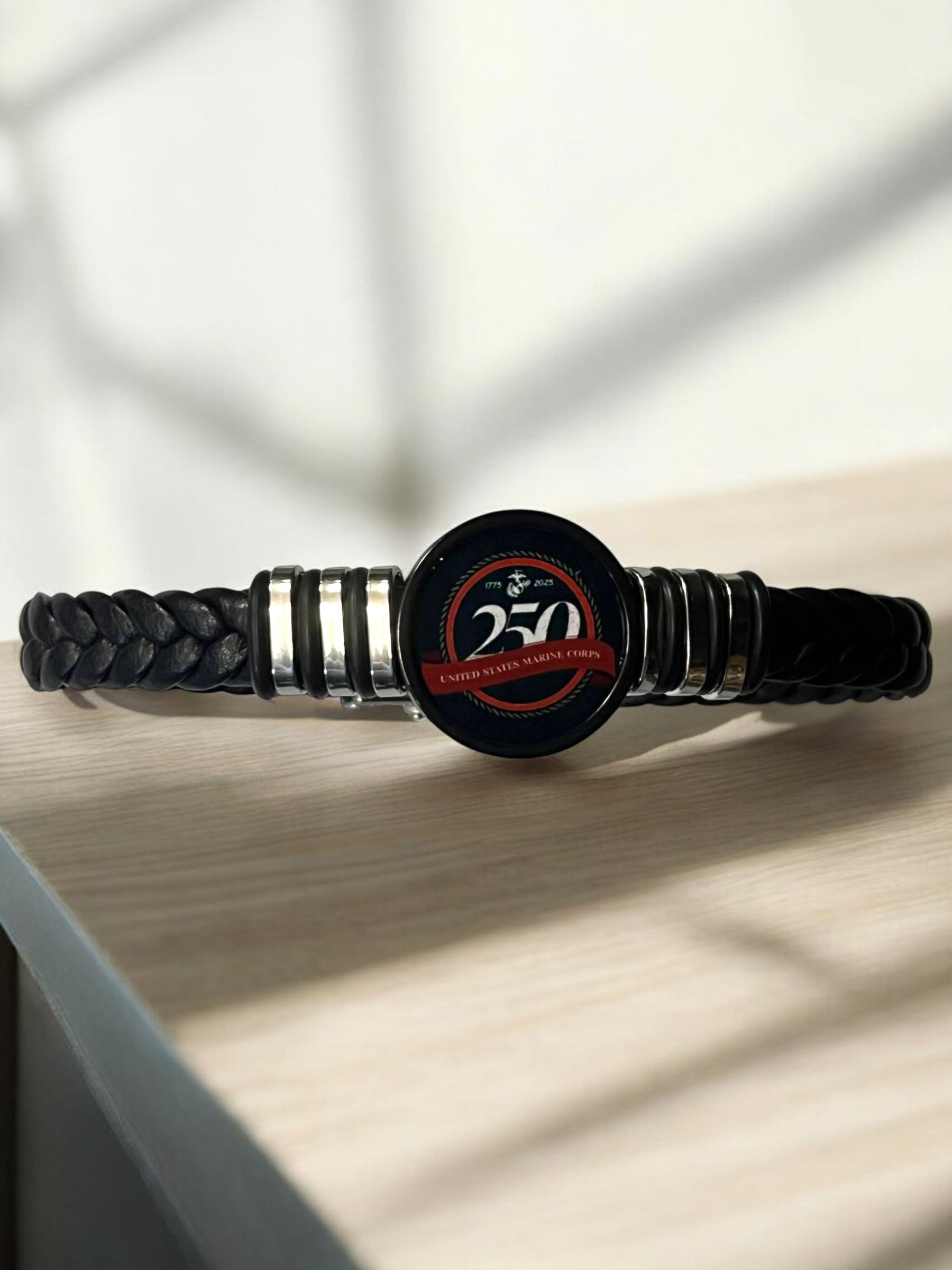 Limited Edition Marine Corps Braided Leather Bracelet - 250th Anniversary Collection - Officially Licensed
