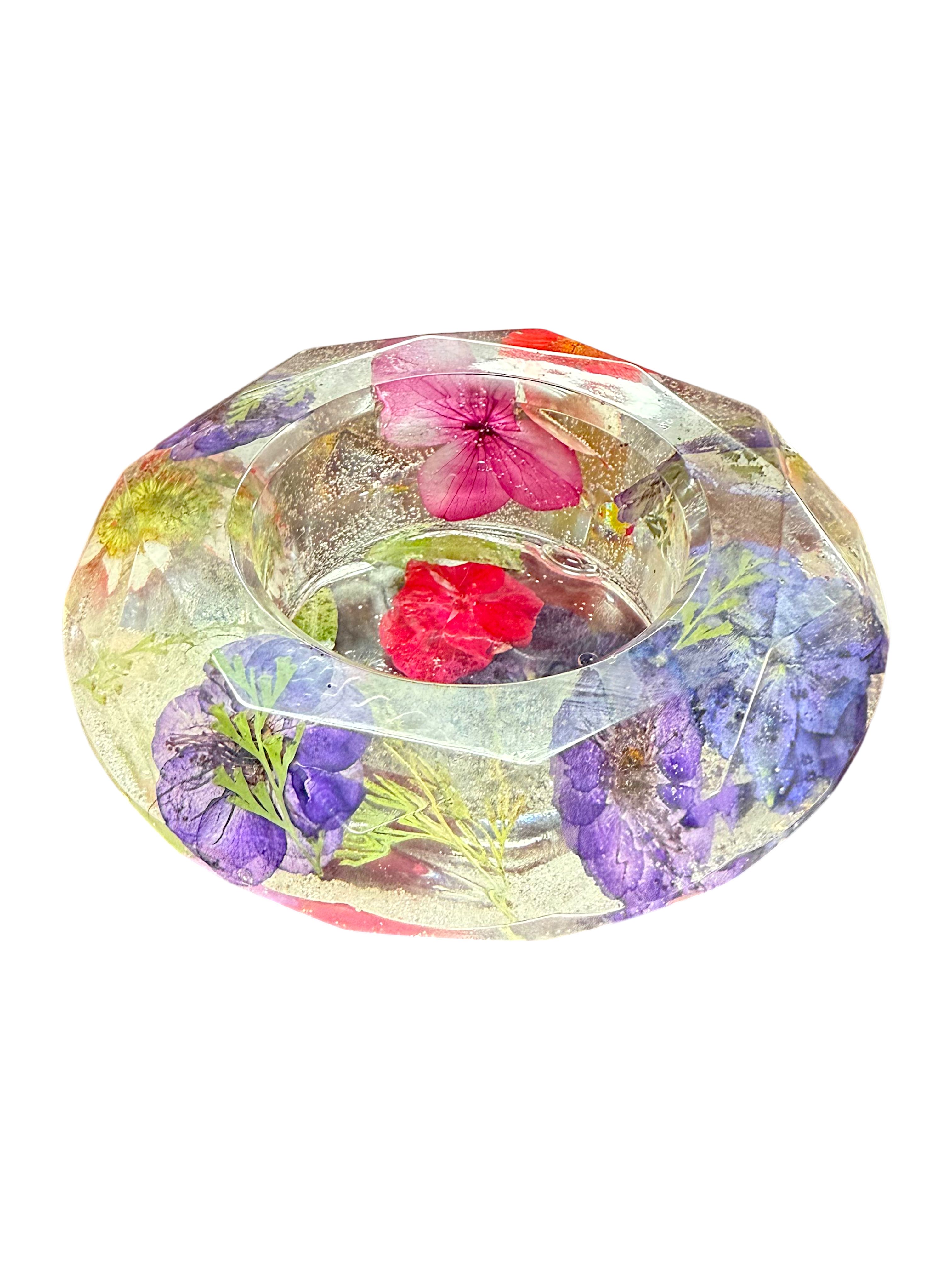 Hand-Cast Real Flower Resin Candle Holder Bowl | Bridal Bouquet Keepsake