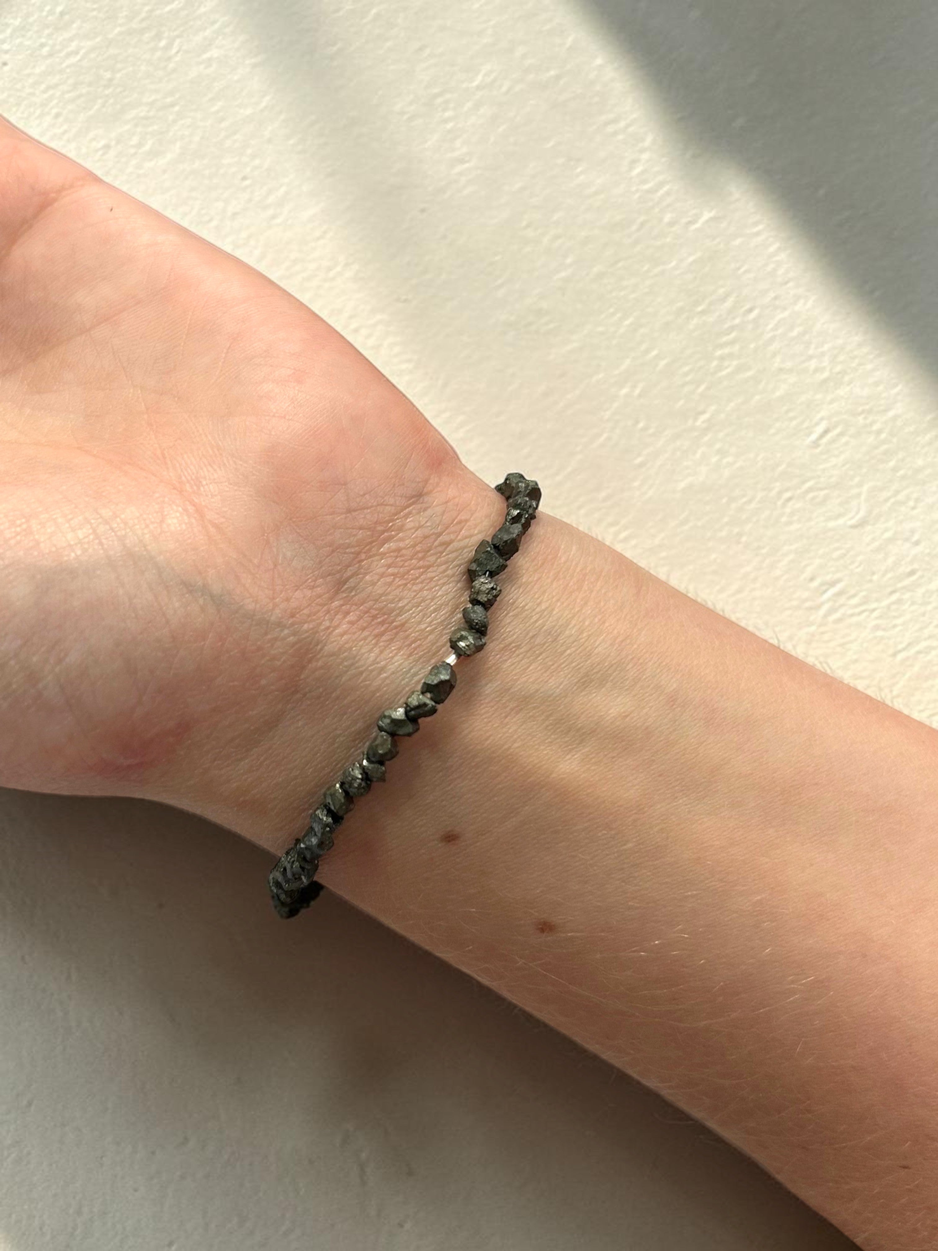 Pyrite Chip Beaded Bracelet with Ocean Jasper Center | Unique Gemstone Jewelry