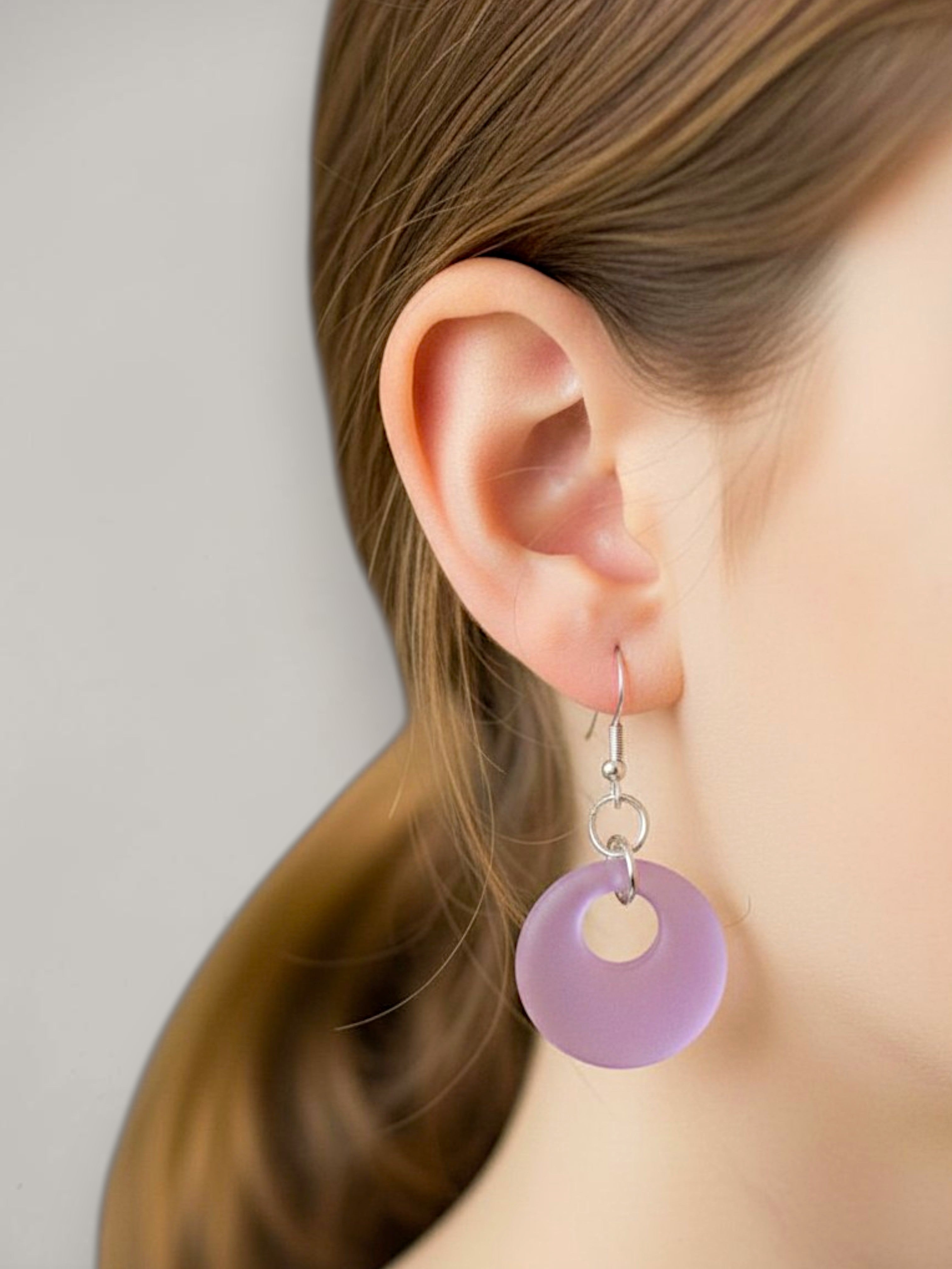 Pink-Violet Sea Glass Hoop Earrings | Coastal Elegance | Unique Handmade Jewelry