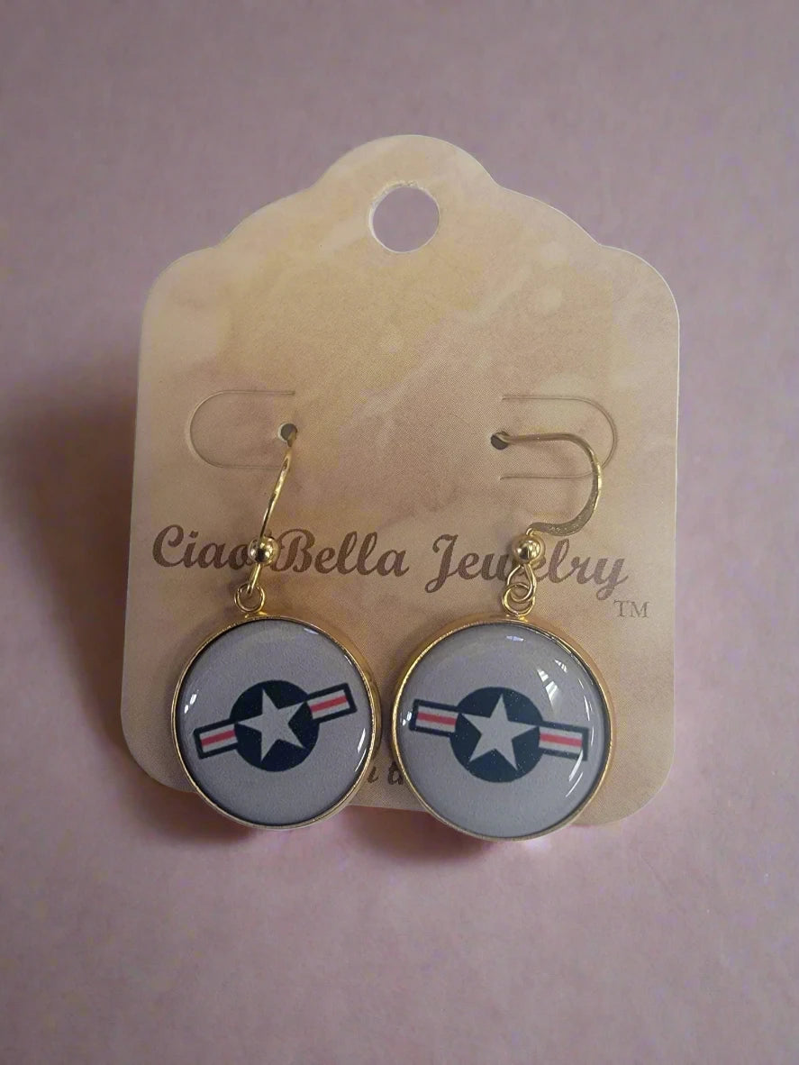 Air Force Silver or Gold Earrings: Seal, Roundel, Wings, Thunderbird | Made in the USA | Officially Licensed