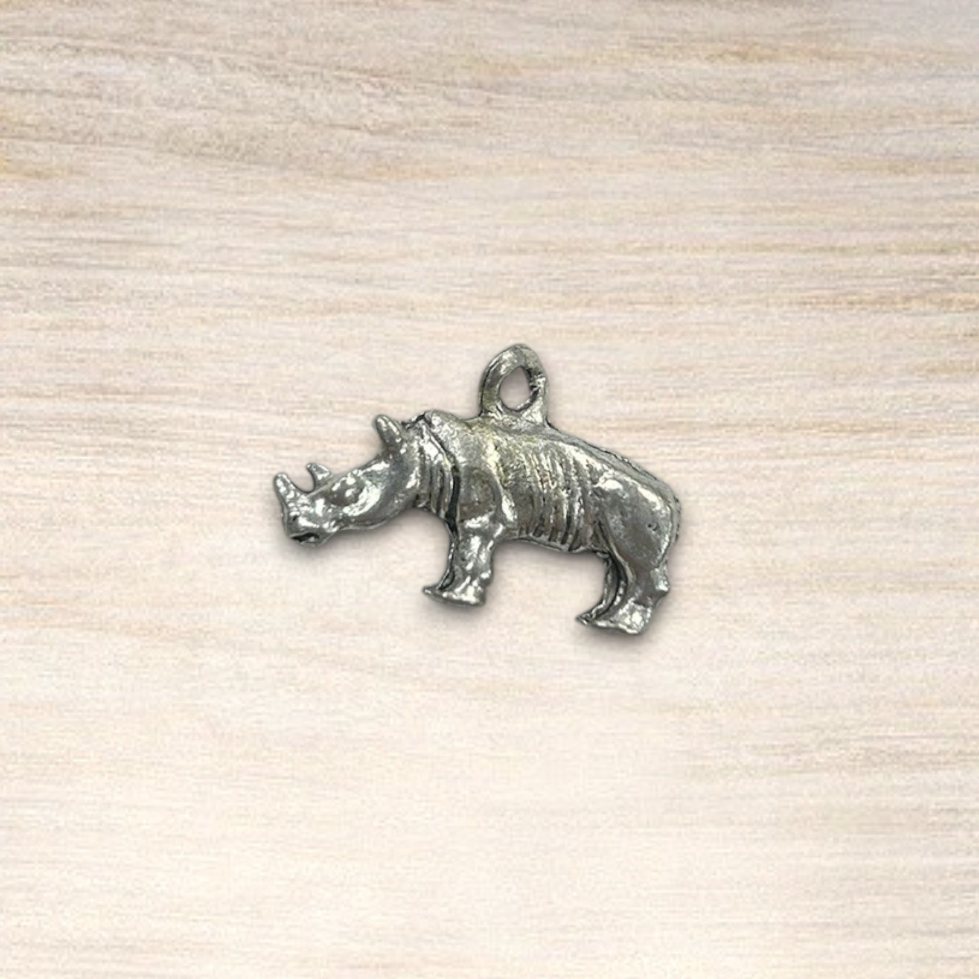 Silver Rhino Pewter Charm Pendant | Travel Charm