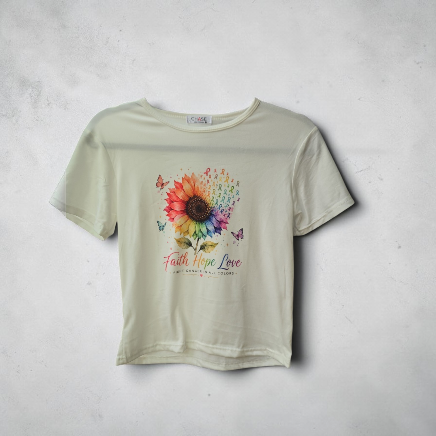 Personalized Cancer Awareness Shirt, Custom Faith Hope Love Ribbon Sunflower Tee, Cancer Warrior Support Shirt for Kids & Adults