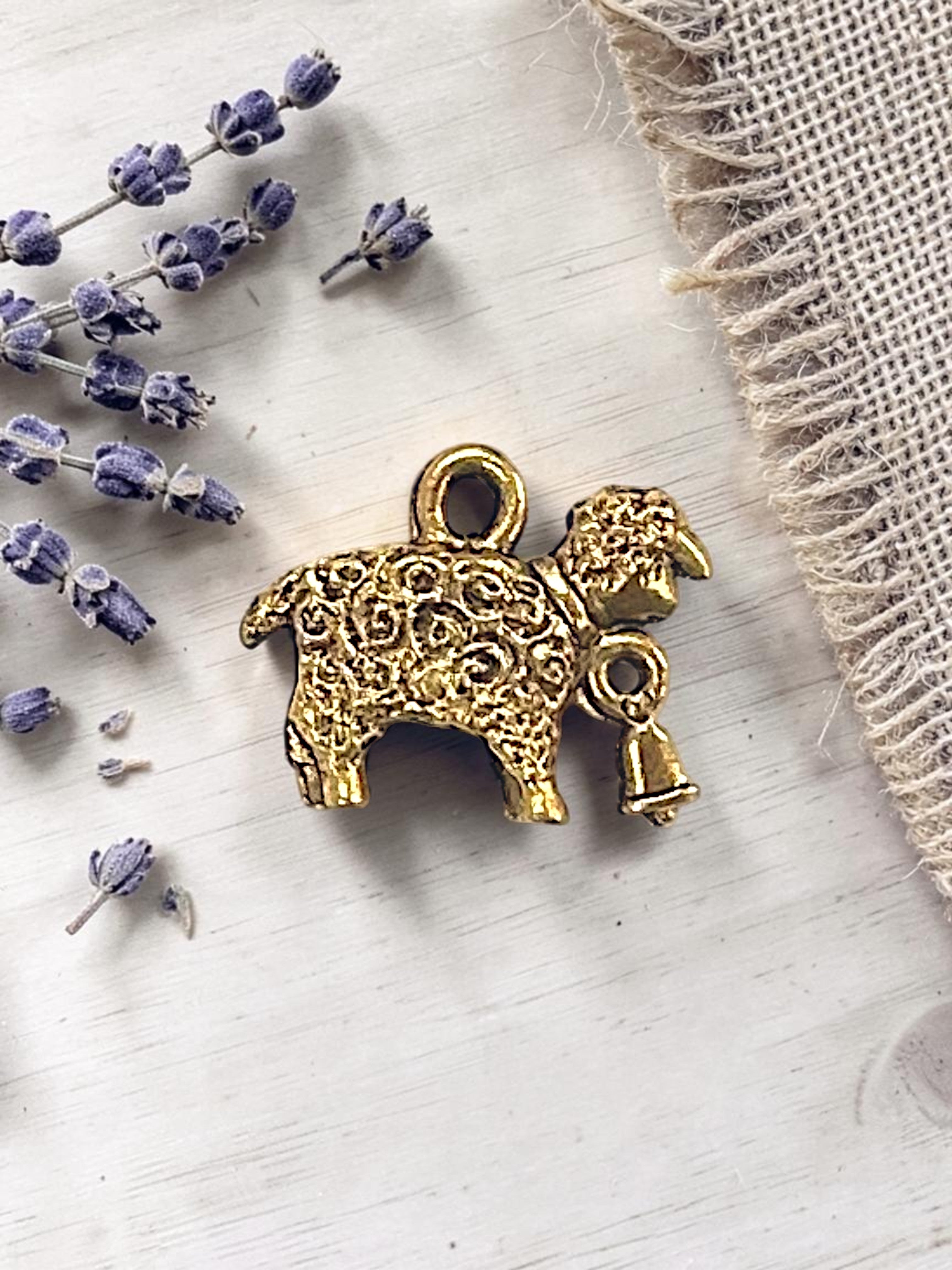 Sheep Pewter Charm Pendant (Gold or Silver) | Travel Charm