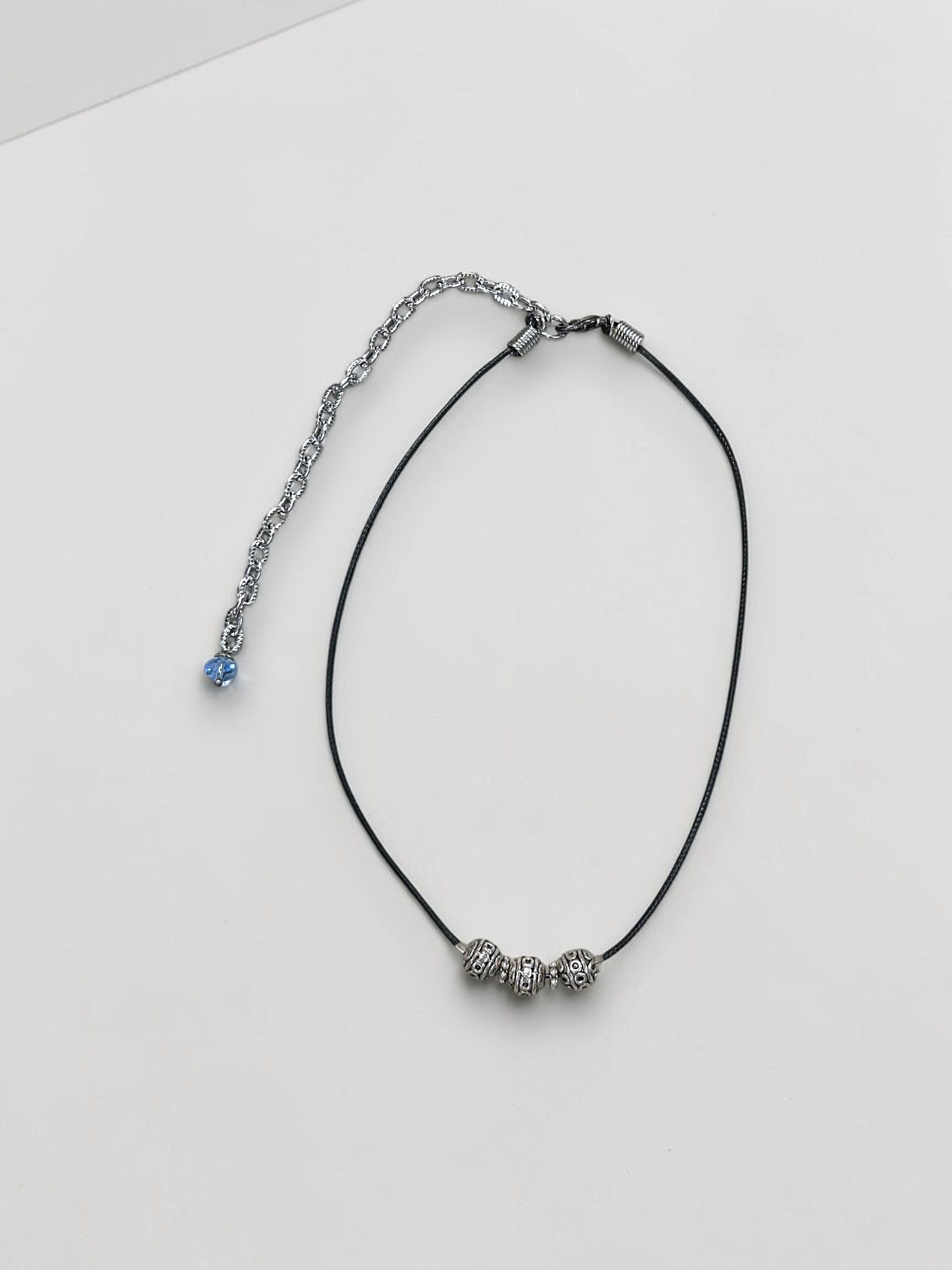 7mm Sterling Silver Bali Style Beaded Leather Necklace (Tan, Brown or Black) | Handmade Stylish Jewelry | Bohemian Elegance