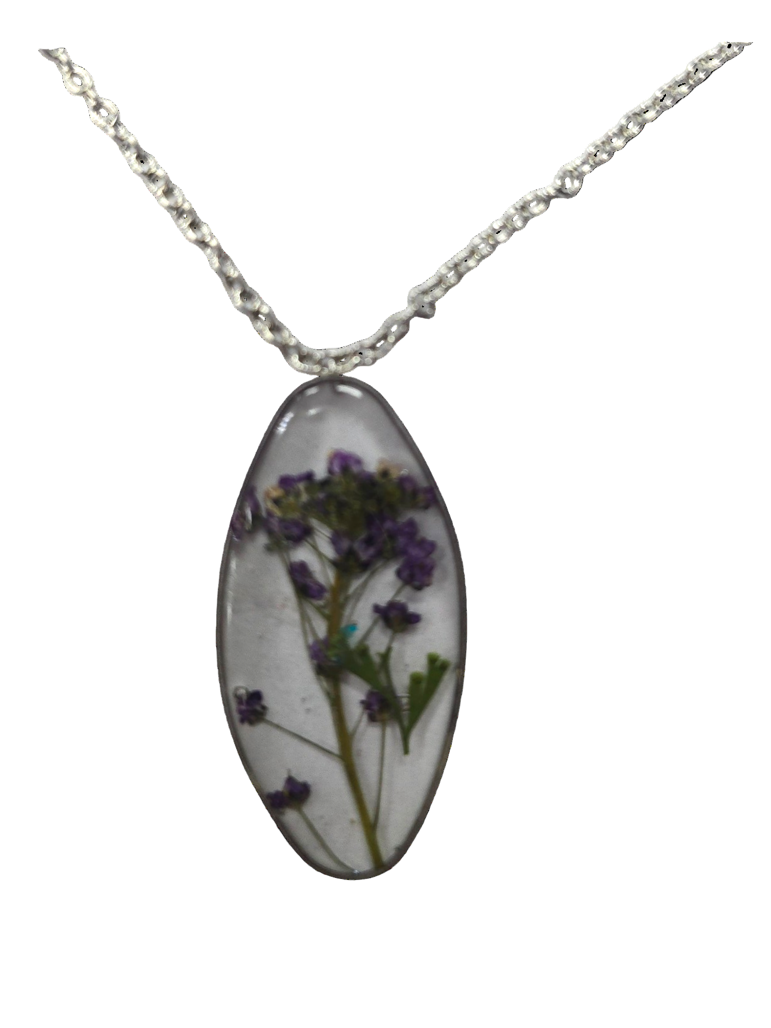 Minimalist Oval Pressed Flower Pendant | Real Botanical Resin Necklace