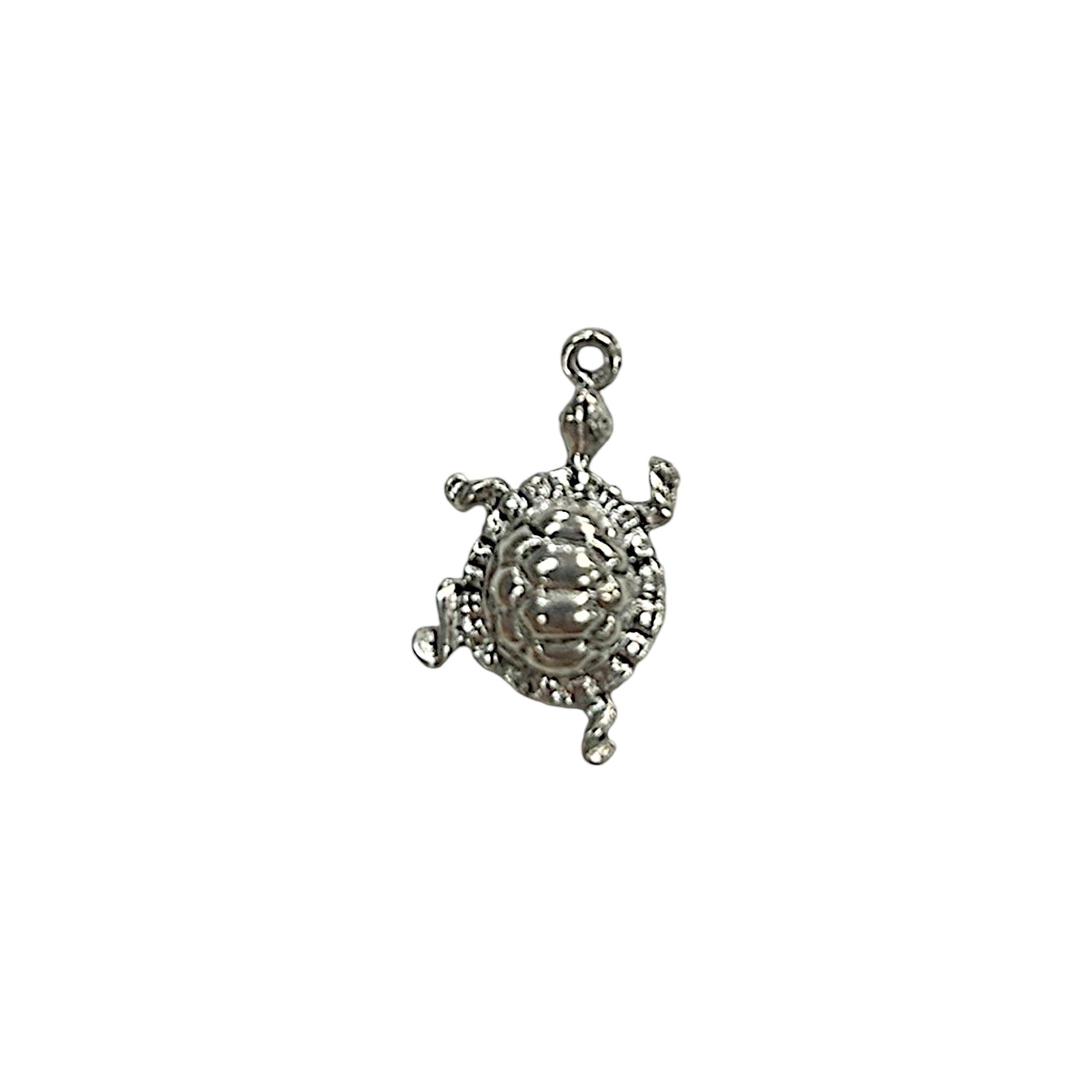 Big Silver Sea Turtle Pewter Charm Pendant | Travel Charm