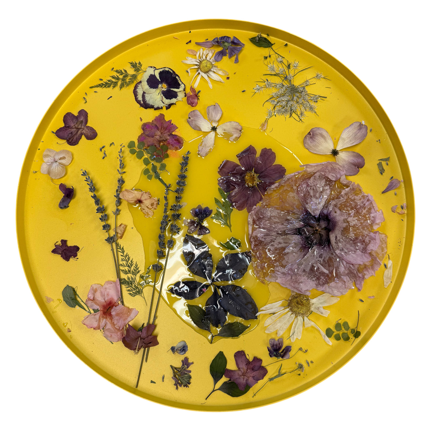 One-of-a-Kind Real Flower & Nature Resin End Table | Flower Preservation