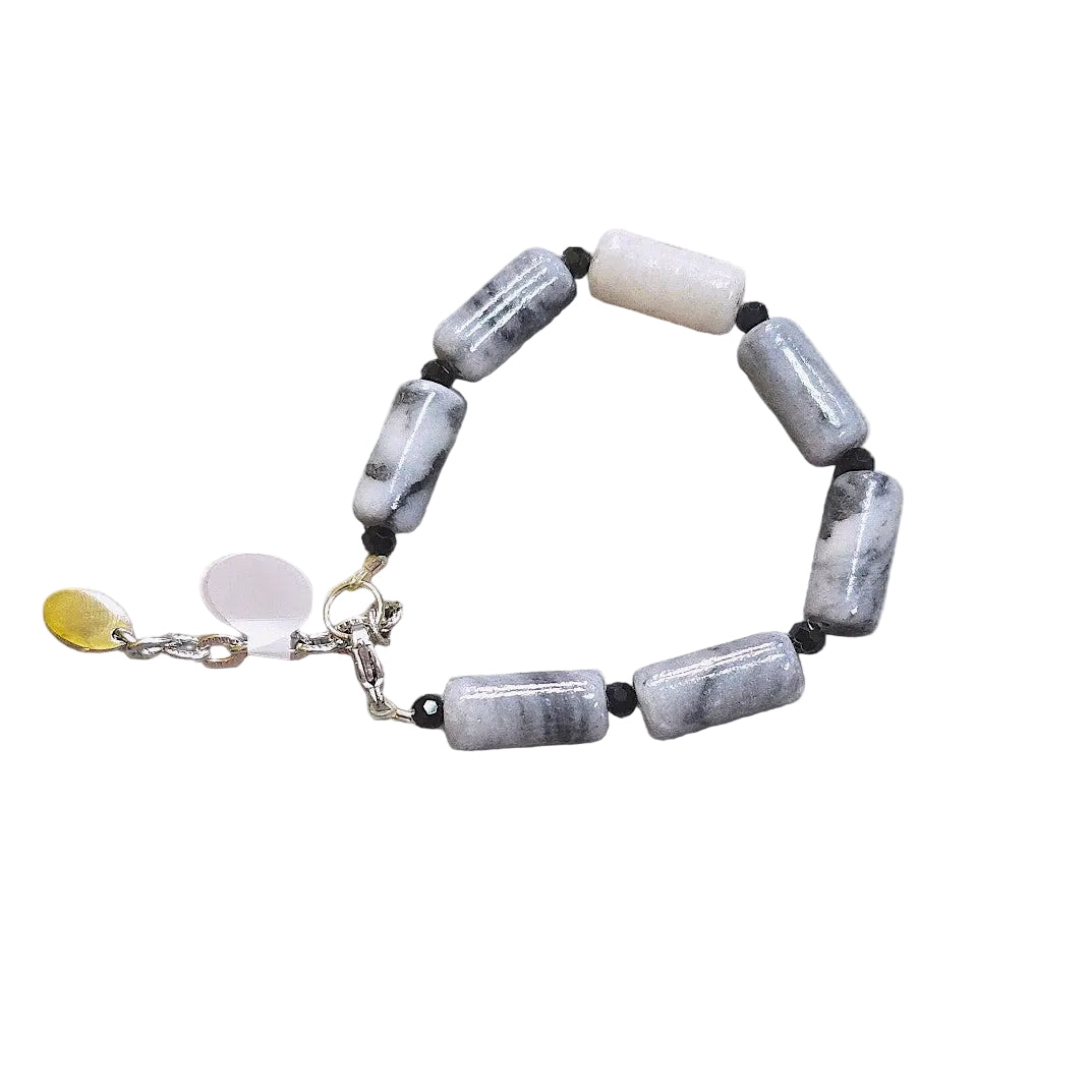 Zebra Jasper Adjustable Bracelet | Bold Contrast & Natural Art | Handmade Jewelry
