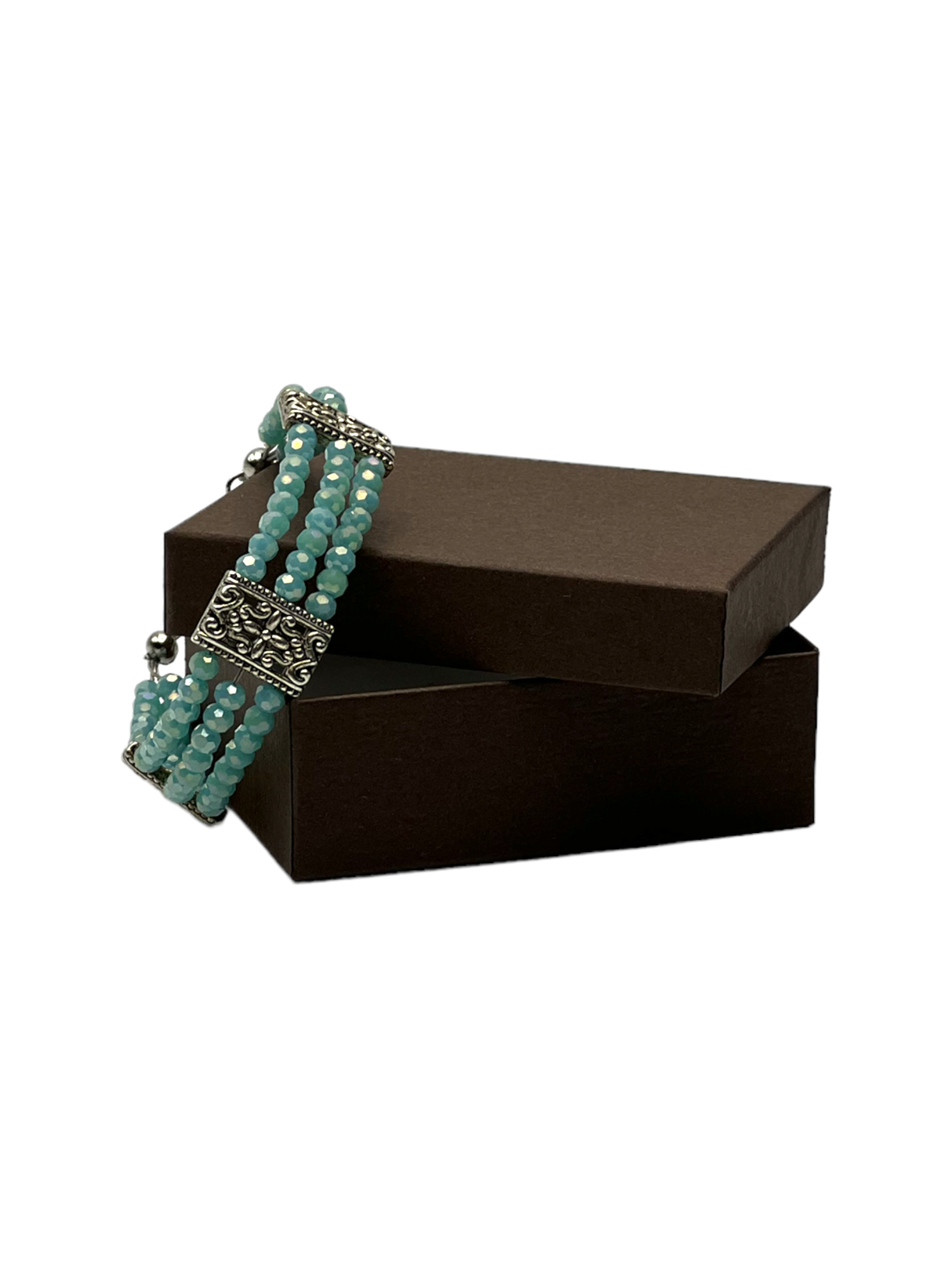 Turquoise Multi-Strand Crystal Bracelet | Adjustable