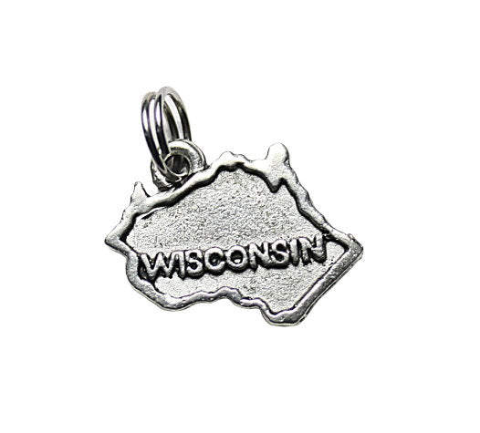 Silver Wisconsin State Pewter Charm Pendant | Travel Charm