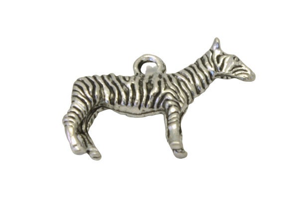 Silver Zebra Pewter Charm Pendant | Travel Charm
