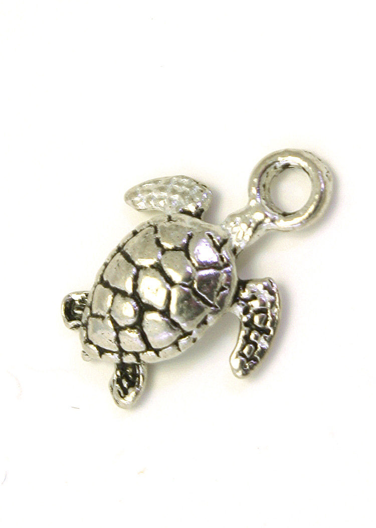 Silver Sea Turtle Pewter Charm Pendant | Ocean | Travel Charm