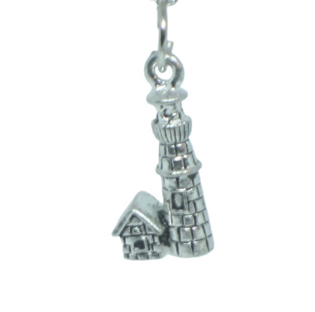 Silver Lighthouse Pewter Charm with Attachment | Travel Charm